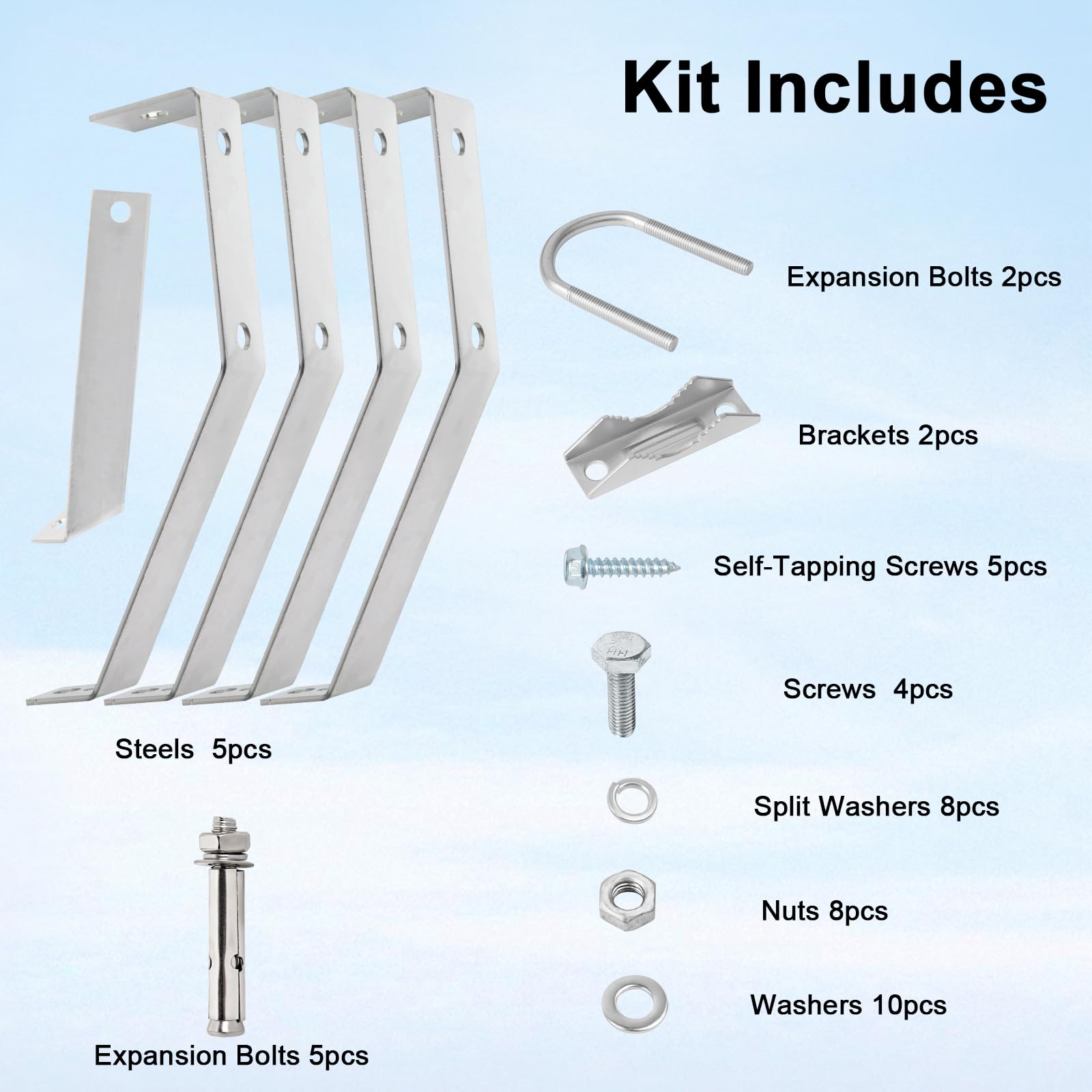 XRDS-RF Antenna Wall Mount - Heavy-Duty 10 Inch Metal Bracket - Windproof 2-Leg & 3-Leg Design - Silvery Finish