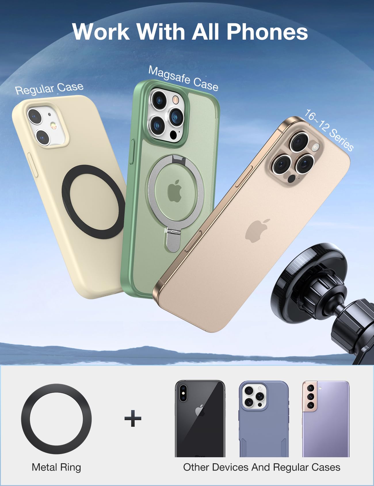 Akesepe For Magsafe Car Mount [2025 Strongest Magnet Power] Magnetic Phone Holder For Car Vent 360 Rotation Magnetic Car Phone H