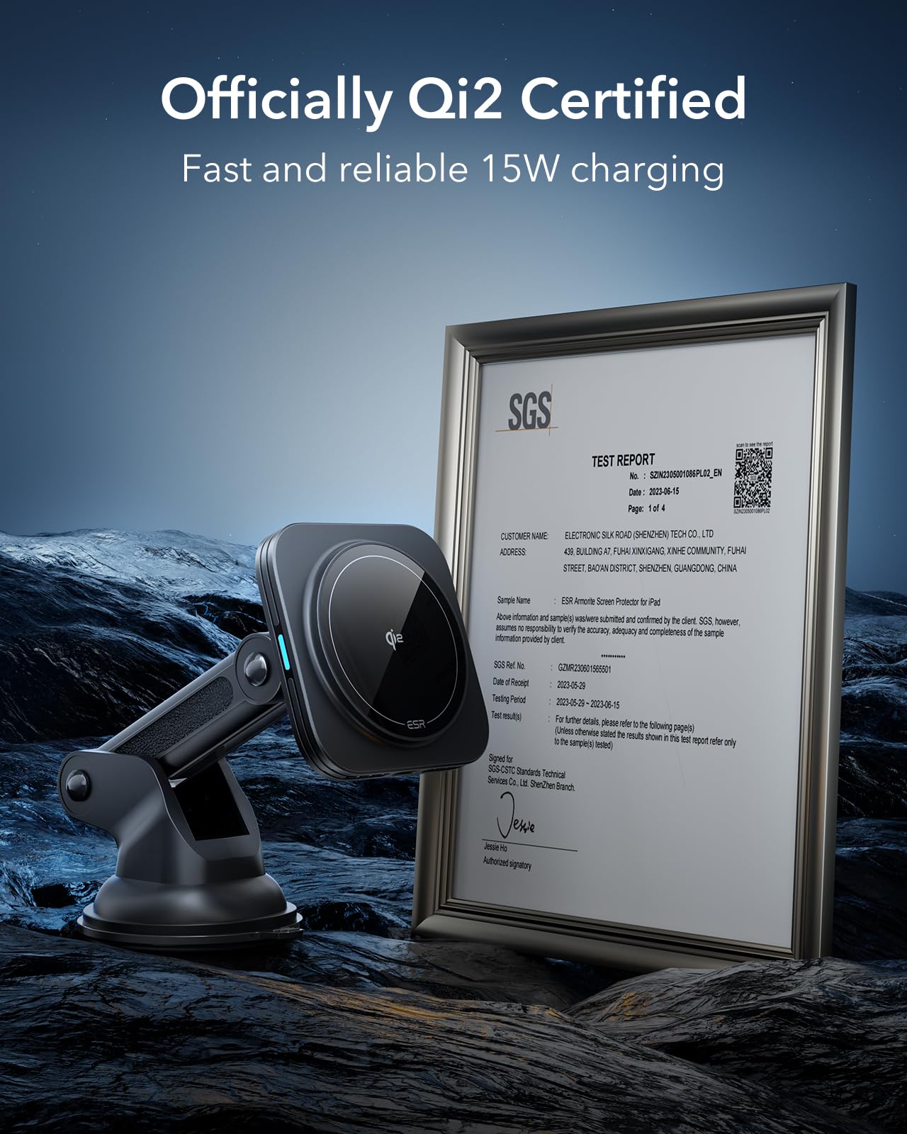 Esr For Qi2 15W Magsafe Car Mount Charger, Qi2 Certified Magsafe Car Charger, Dashboard/Windshield Magnetic Wireless Car Charger