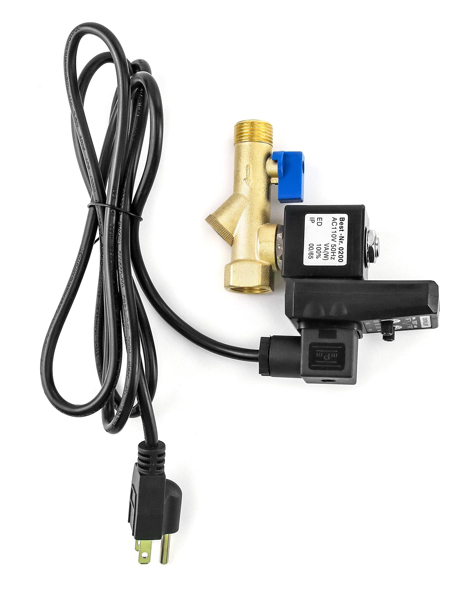 Qwork Automatic Gas Tank Valve With Us Plug   Suitable For Gas Tanks, Drip Legs, And Compressed Air System Components   Ac 110V