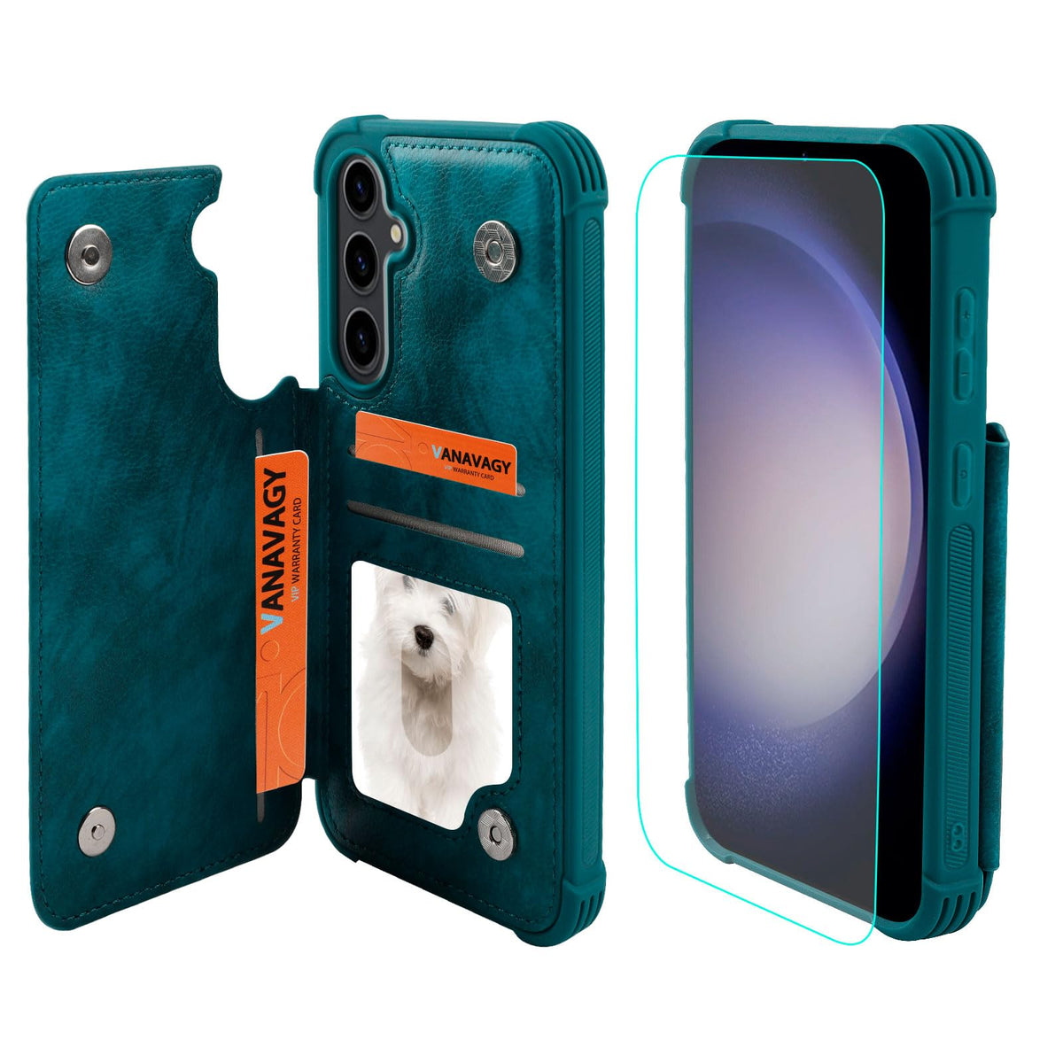 Vanavagy Wallet Case Compatible For Samsung Galaxy S23 Fe,Rfid Block Leather Flip Folio Phone Fits Magnetic Car Mount With Credi