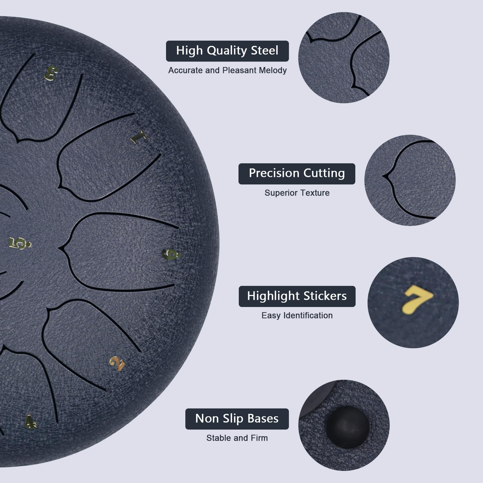 Jytmus Steel Tongue Drum 13 Notes 12 Inches Steel Drum With Drum Bag, Music Book, Drum Mallets, Mallet Holder, Finger Picks And