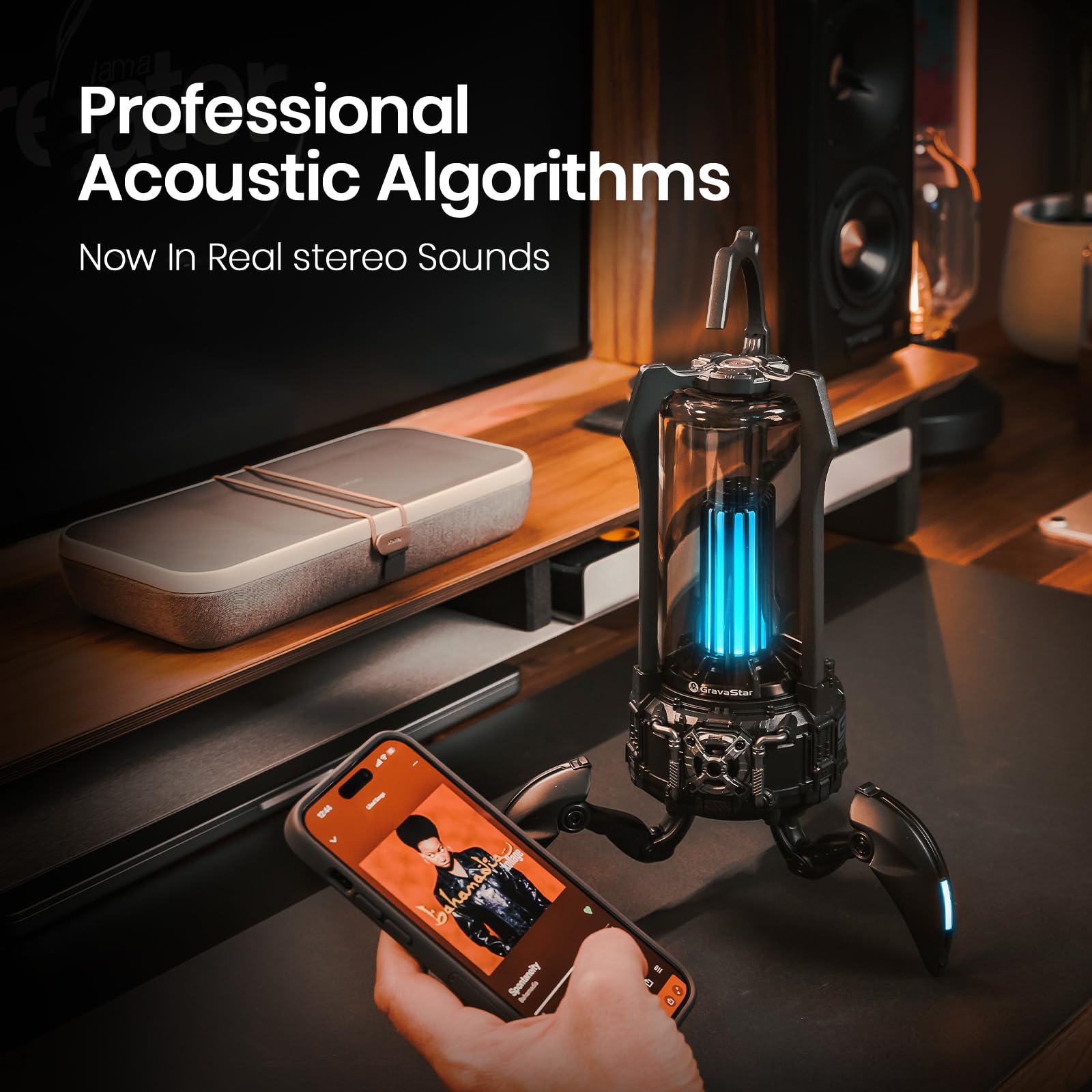 Gravastar Supernova Portable Bluetooth Speaker, Led Table Lamp Speaker, 24H Playtime, Tws Pairing, Wireless Speakers Fo Party/Ou