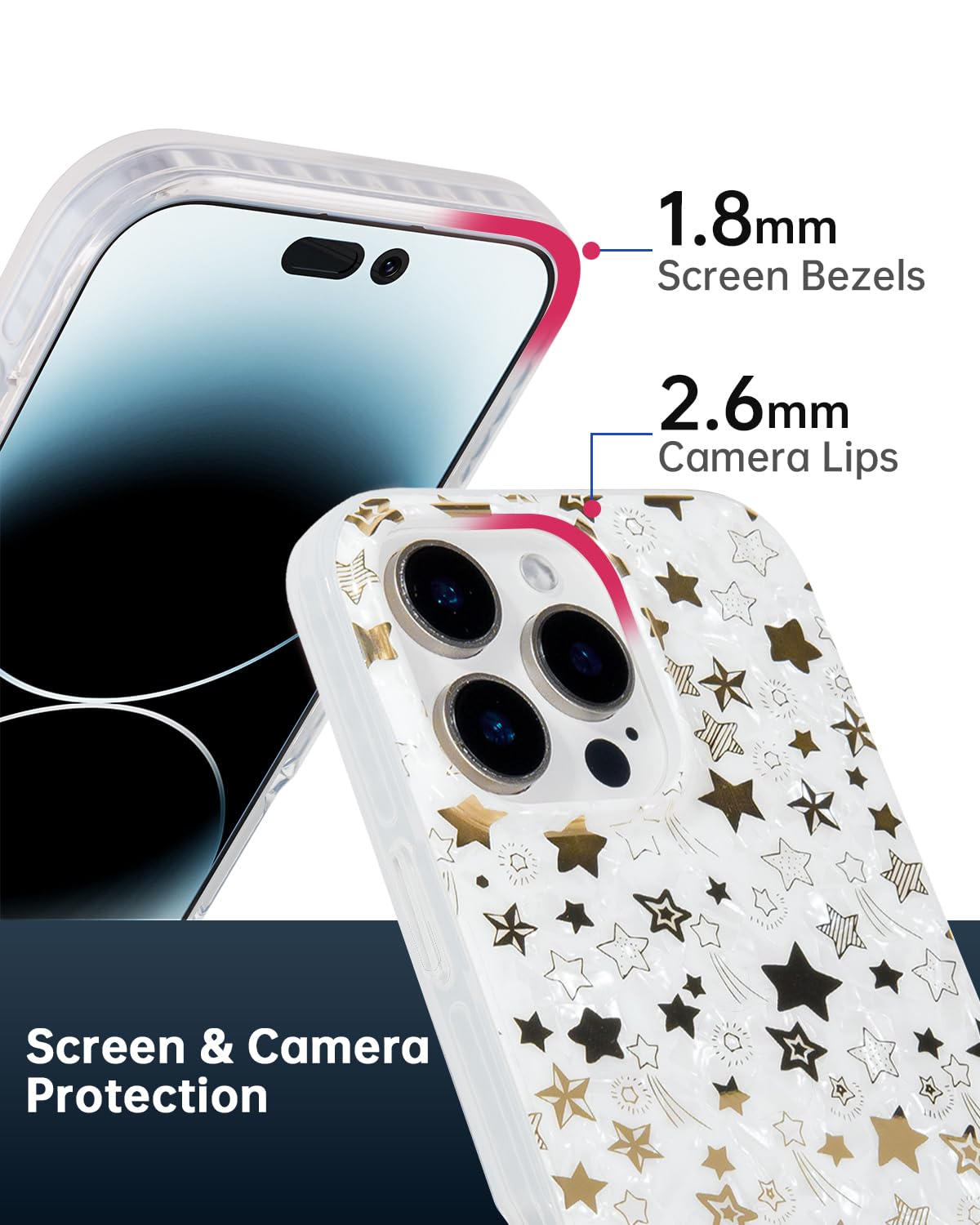 Scorpify For Iphone 16 Pro Max Case [Compatible With Magsafe] With Shining Pearl Star Design, Cute Clear Magnetic Phone Cover Fo