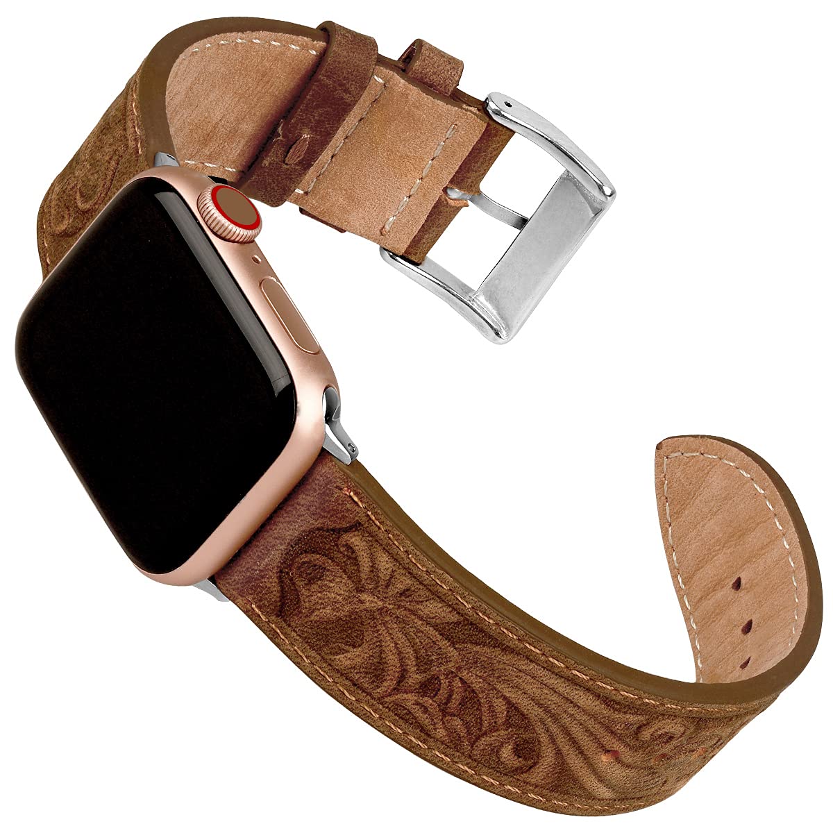 Falandi For Apple Watch Band Leather 41Mm 40Mm 38Mm, Western Retro Leather Classical Replacement Smart Watch Band For Iwatch Men