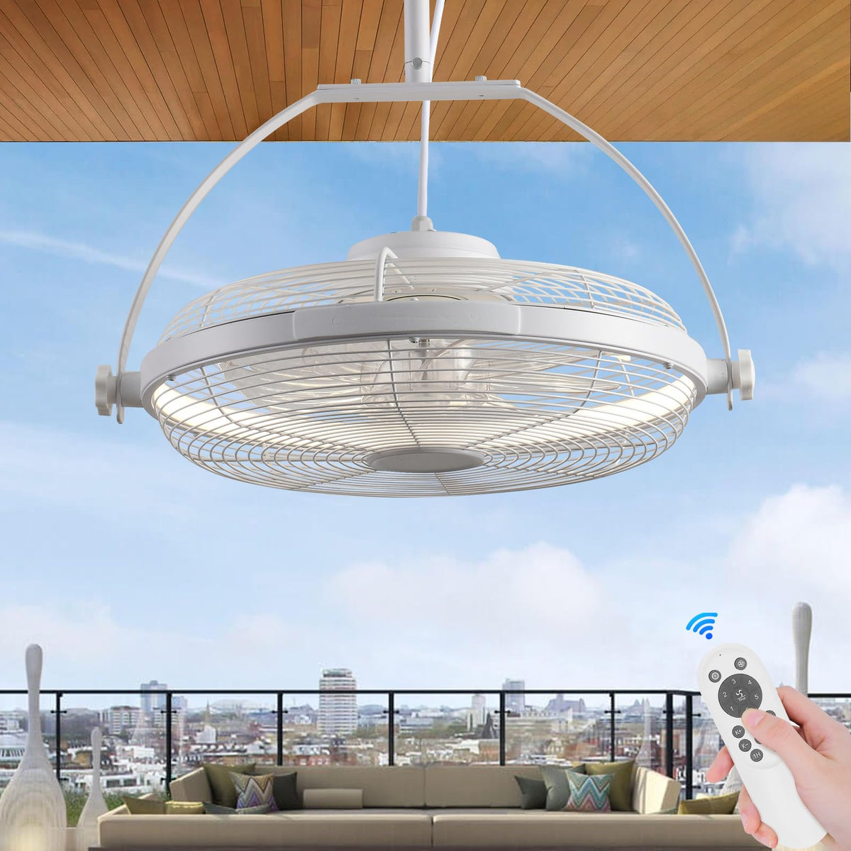 Ahawill Gazebo Fans Outdoor Hanging Ceiling Fans With Lights,16'' Portable Plug In Ceiling Fan,Multi Angle Adjustable Floor Fans