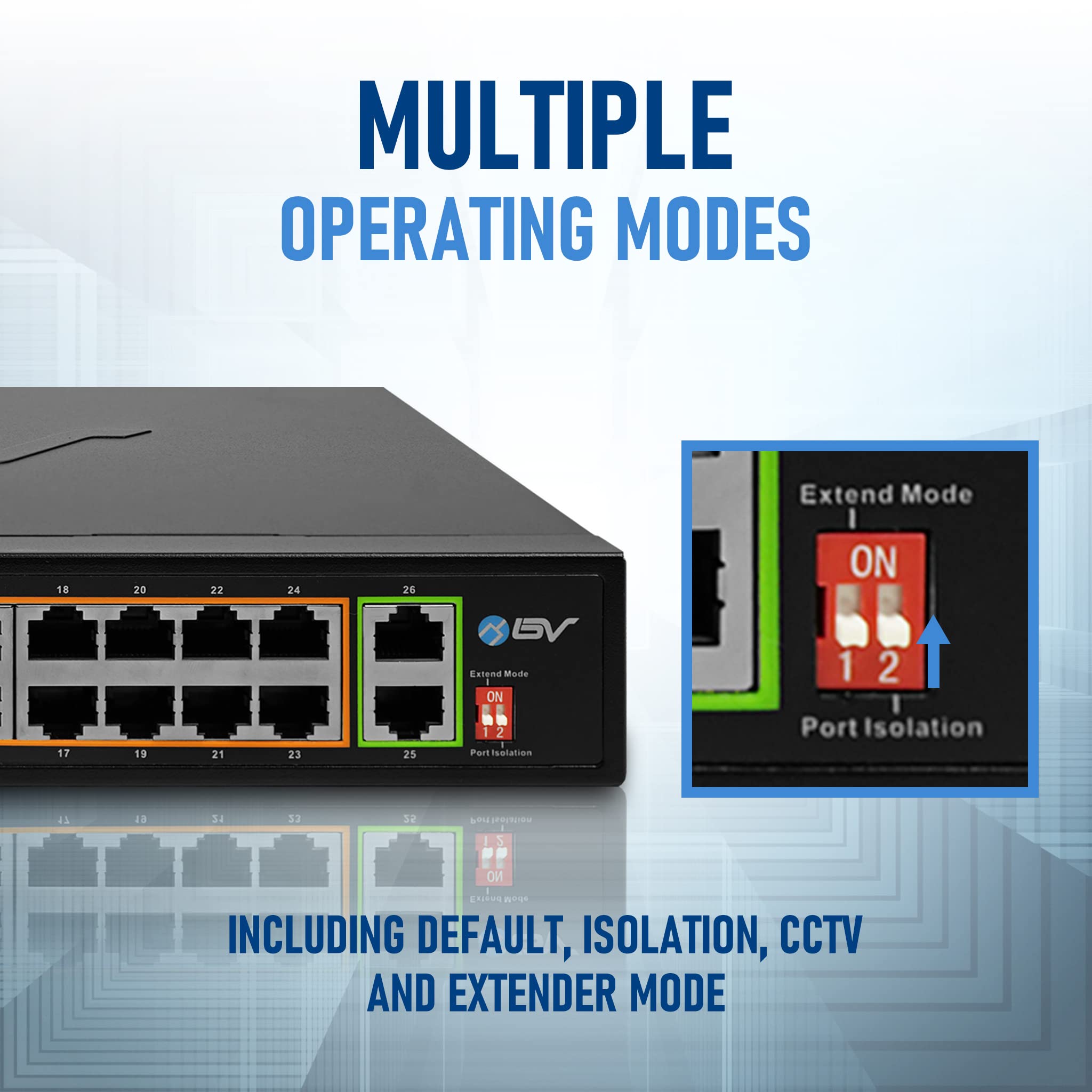 Bv-Tech 24 Port Poe+ Switch With 2 Gigabit Ethernet Or Sfp Uplink, Long Range | Poe-Sw2402