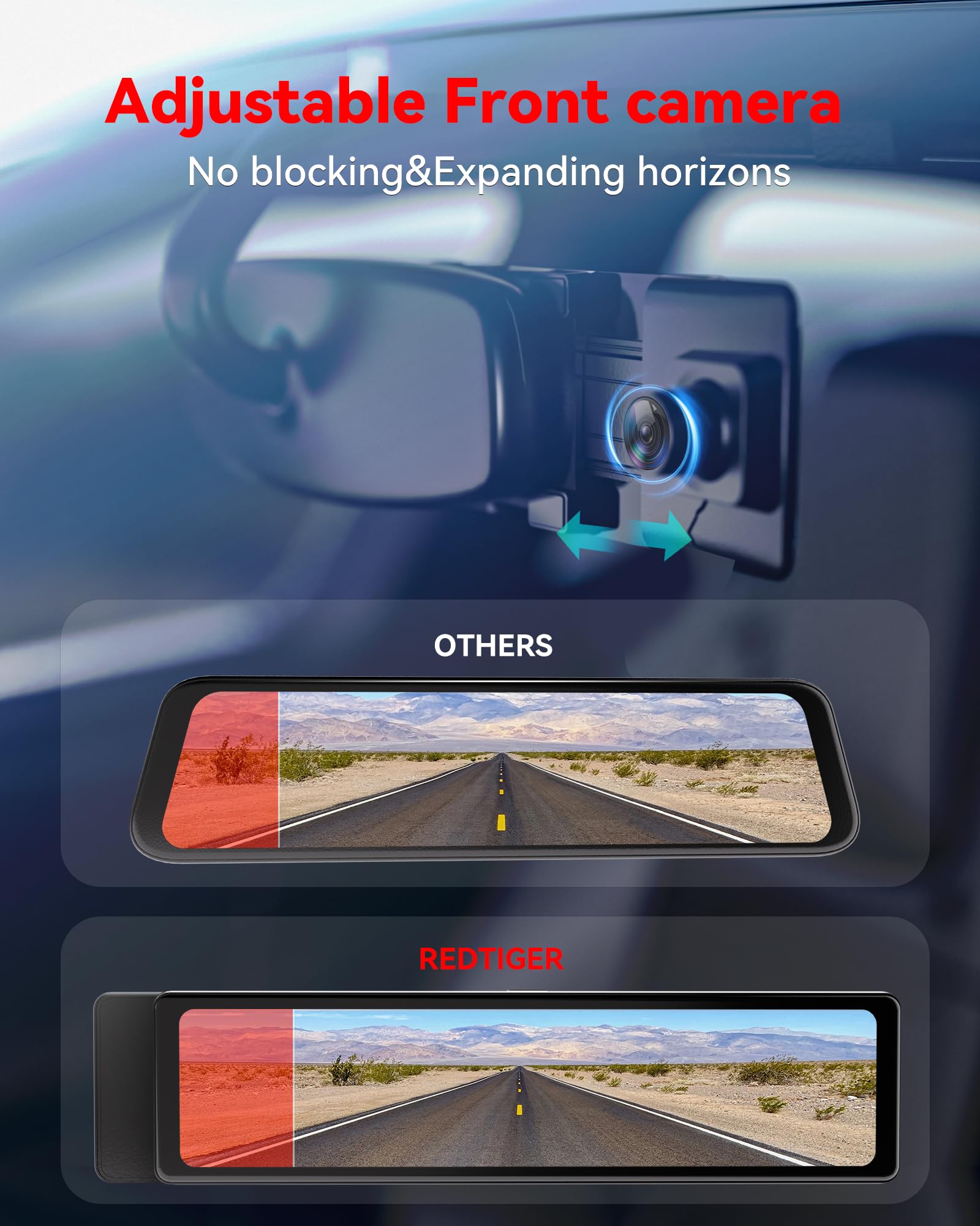 Redtiger T27 Mirror Dash Cam Front And Rear, 4K+2.5K Rear View Mirror Camera, 11'' Uhd Touch Screen Rearview Mirror Backup Camer