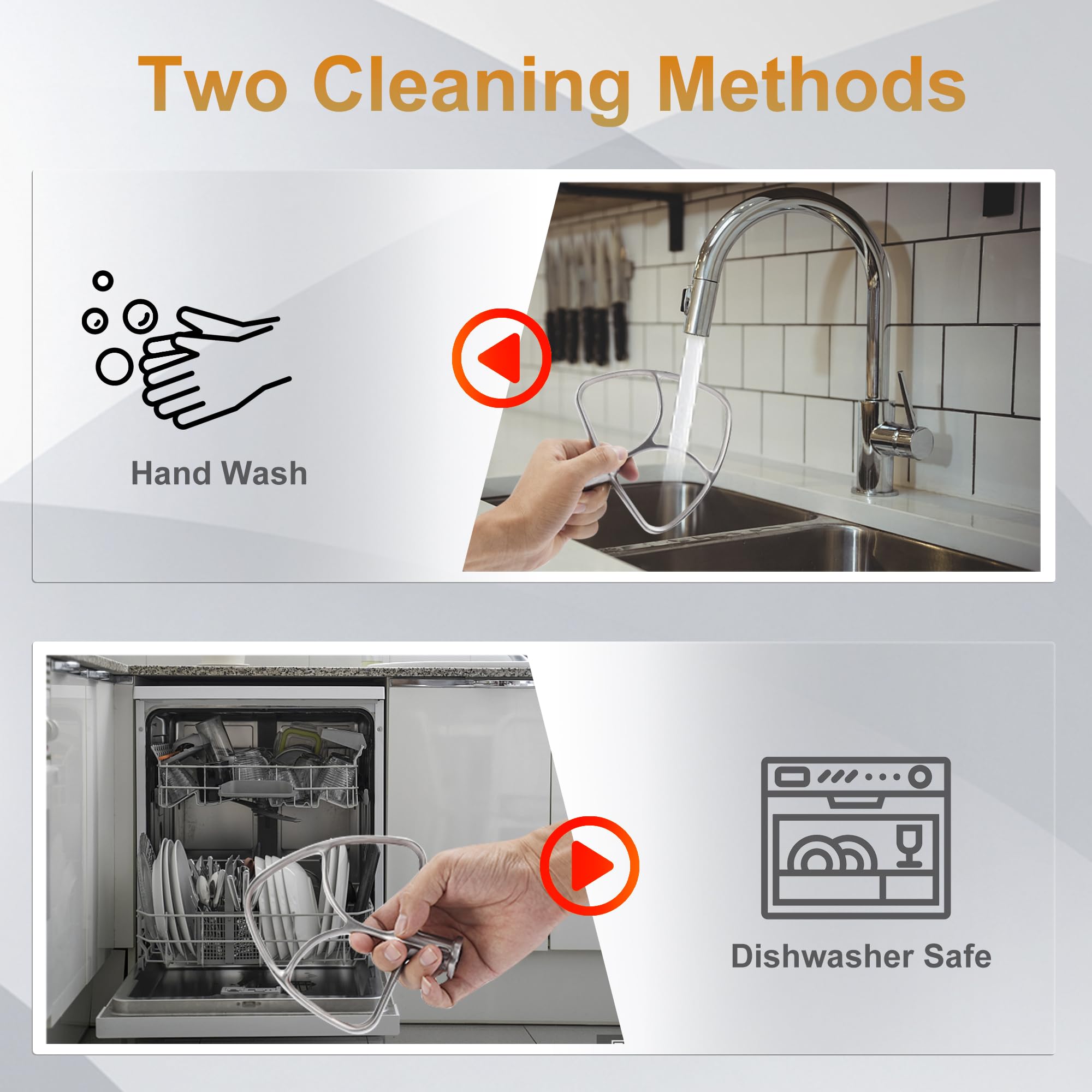 Flat Beater For Kitchenaid 5 6 Quart Bowl Lift Stand Mixer, Stainless Steel Paddle Attachments Fits For Kitchenaid Professional