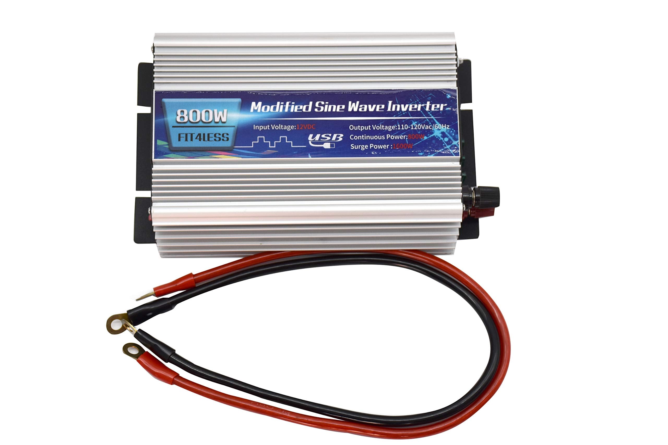 Power Inverter 800W with Dual sockets Output and USB5V 2000mA Input DC12V or 24V, Output AC110V 60Hz (12V)