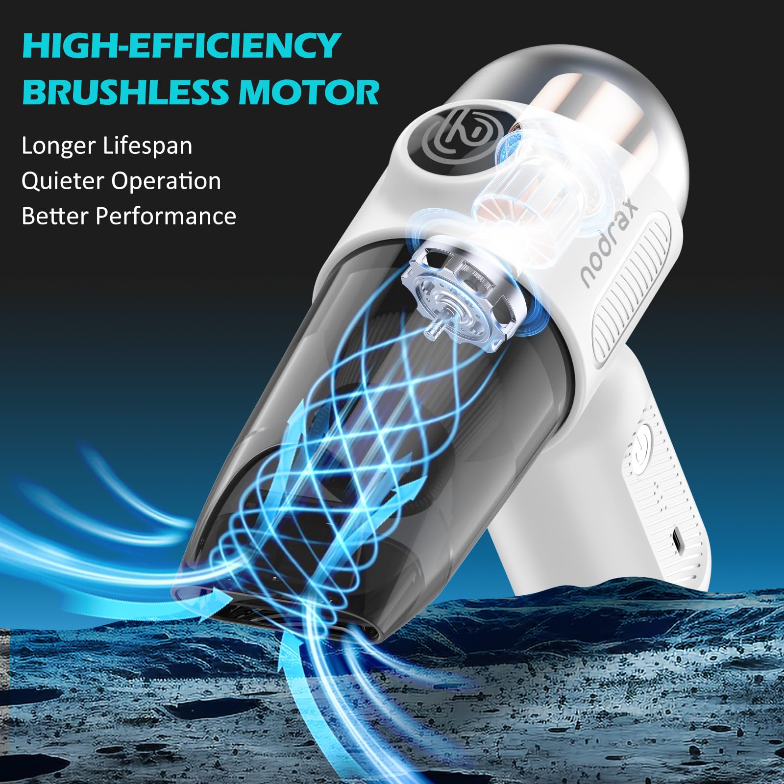 Nodrax Cyclone Pro Cordless Handheld Vacuum Cleaner With Efficient Brushless Motor, 12000Pa High Power Suction And Extended Runt