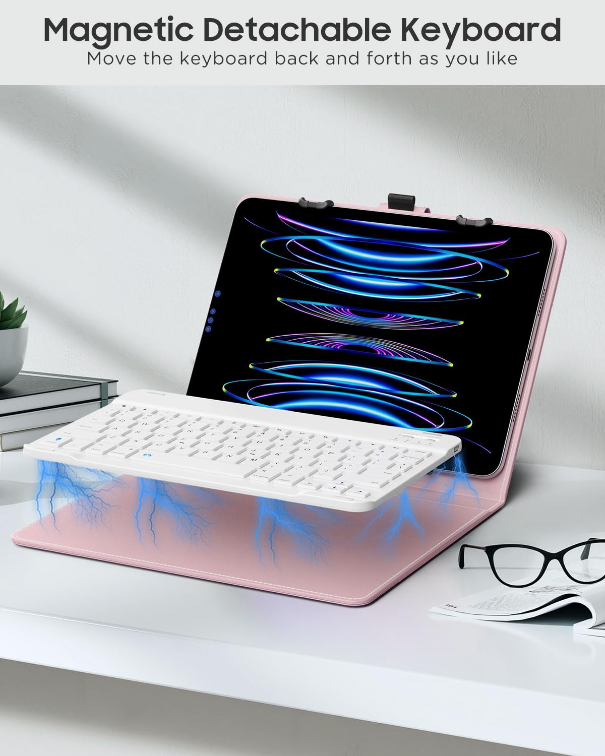 Moko Universal Tablet Case With Qwerty Keyboard For 9,9.7,10.1,10.2,10.4,10.5,10.9,11 Tablets, With Removable Wireless Bluetooth