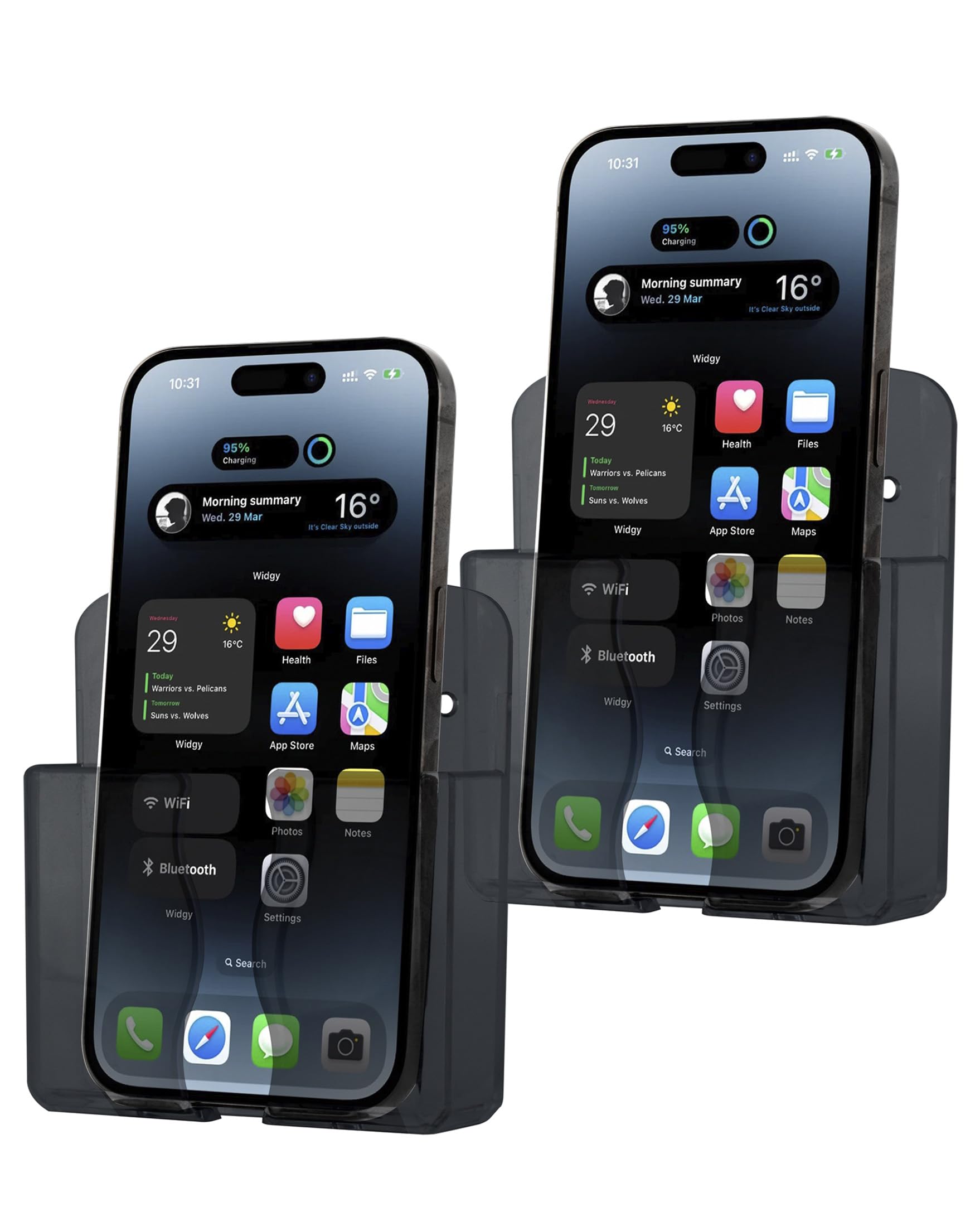 CEI&BPY 2Pack Transparent Wall-Mounted Phone Holder with Adhesive and Nails Fits Most Phones Including iPhone 16 Pro Max