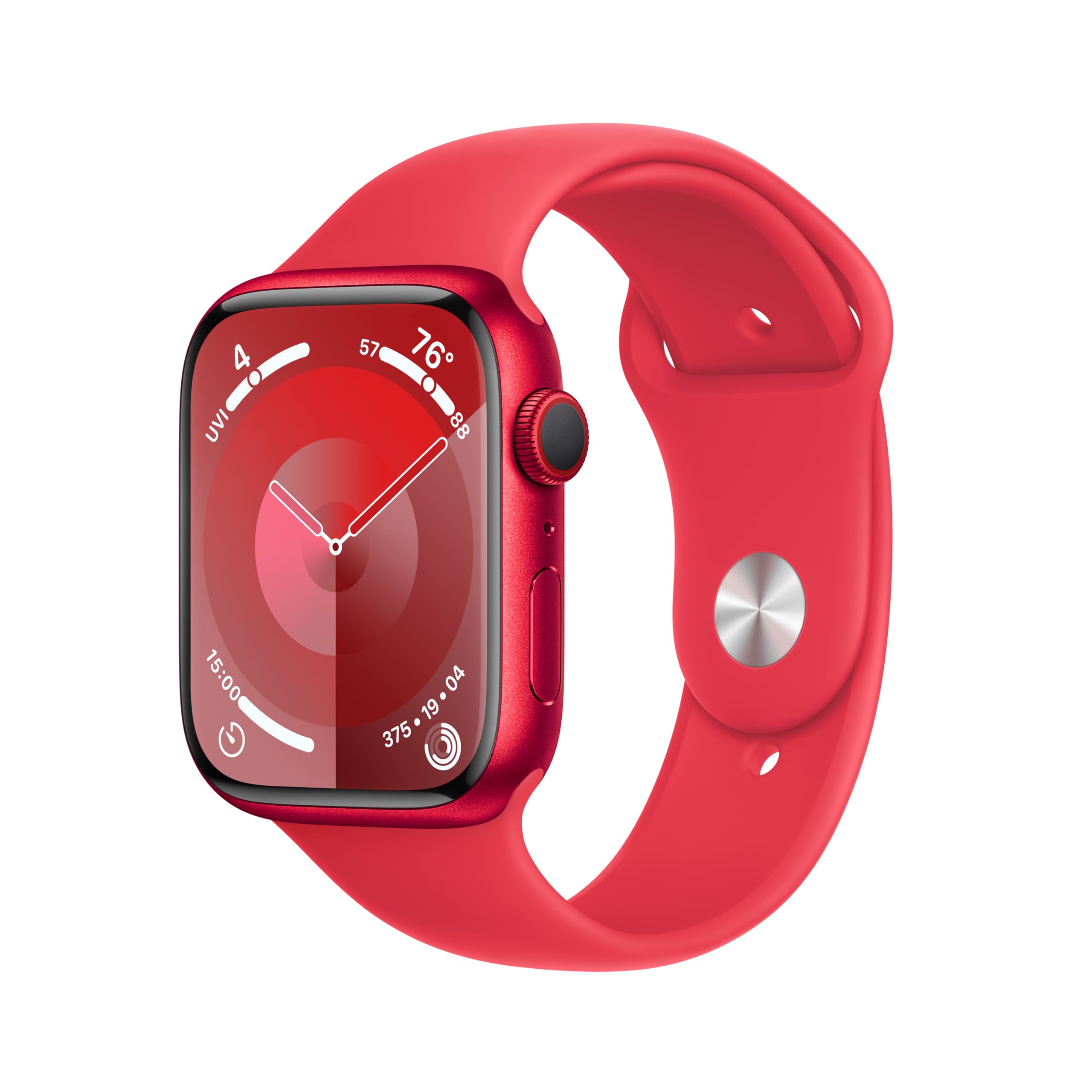 Apple Watch Series 9 [GPS + Cellular 45mm] Smartwatch with (Product) RED Aluminum Case with (Product) RED Sport Band S/M. Fitnes