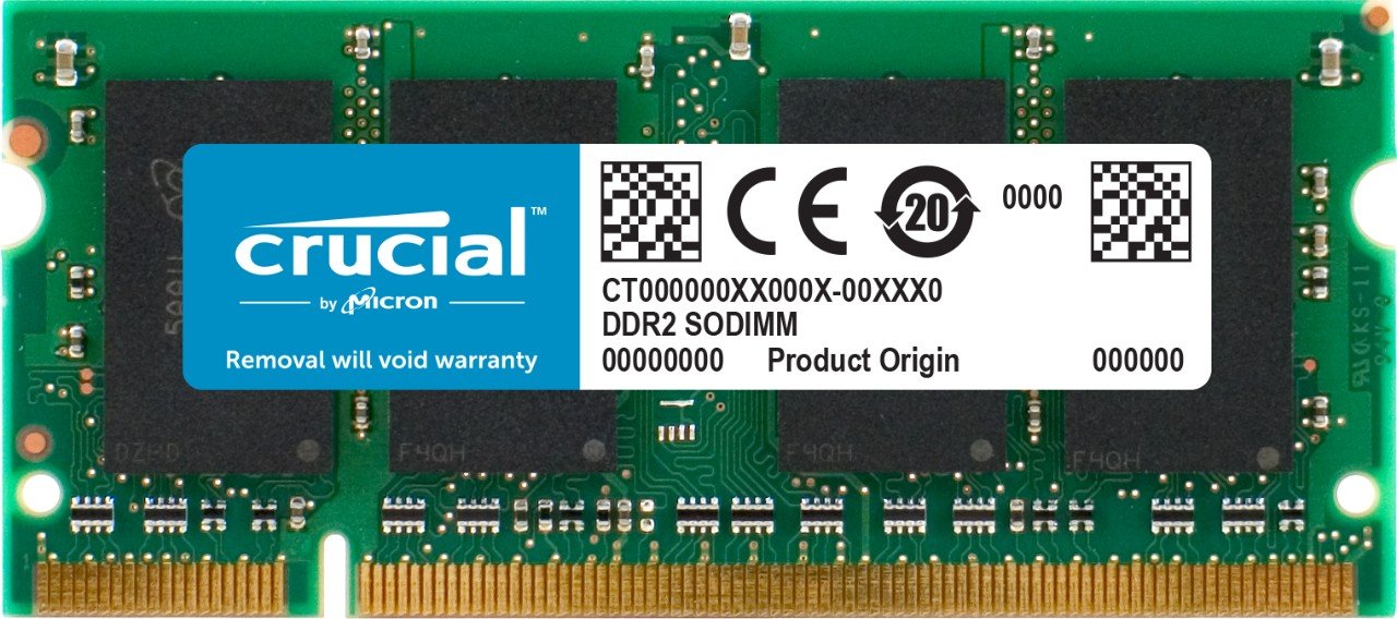 Crucial 2Gb Single Ddr2 800Mhz (Pc2 6400) Cl6 Sodimm 200 Pin Notebook Memory Module Ct25664Ac800
