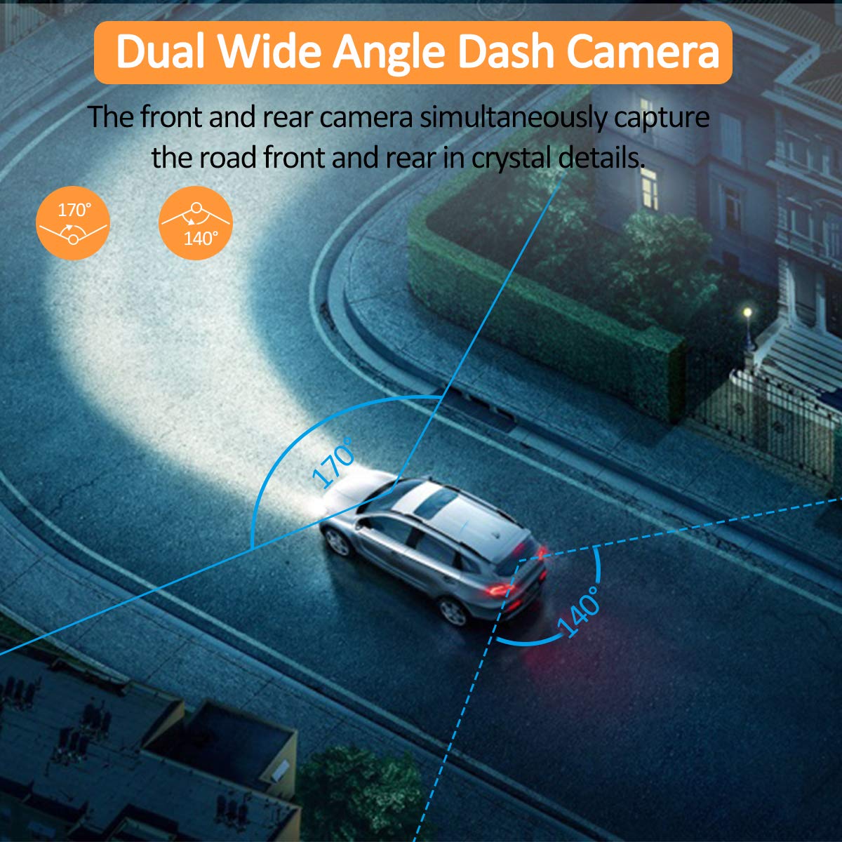 Orskey Dash Cam For Cars Front And Rear With Sd Card 1080P Full Hd In Car Camera Dual Lens Dashcam Wide Angle With Loop Recordin
