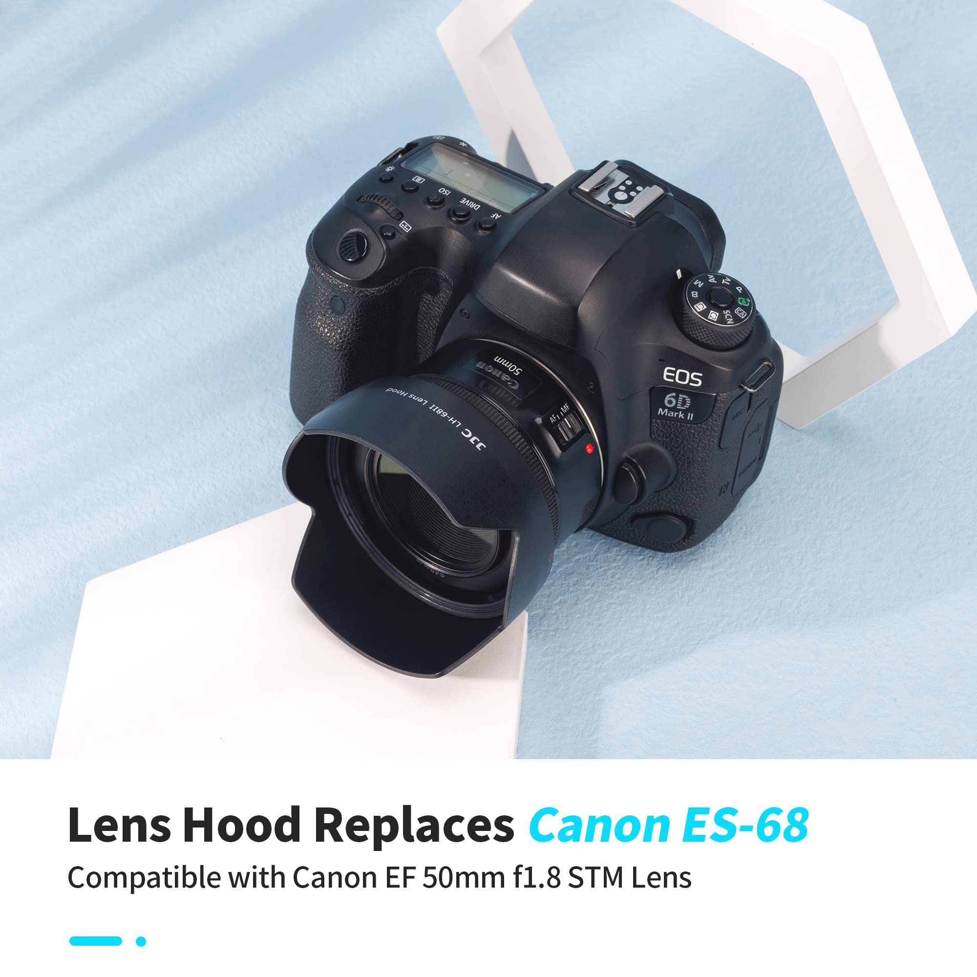50Mm Reversible Lens Hood Shade Fit For Canon Ef 50Mm F/1.8 Stm Lens Replaces Canon Es 68 Hood Tulip Flower Design  Black