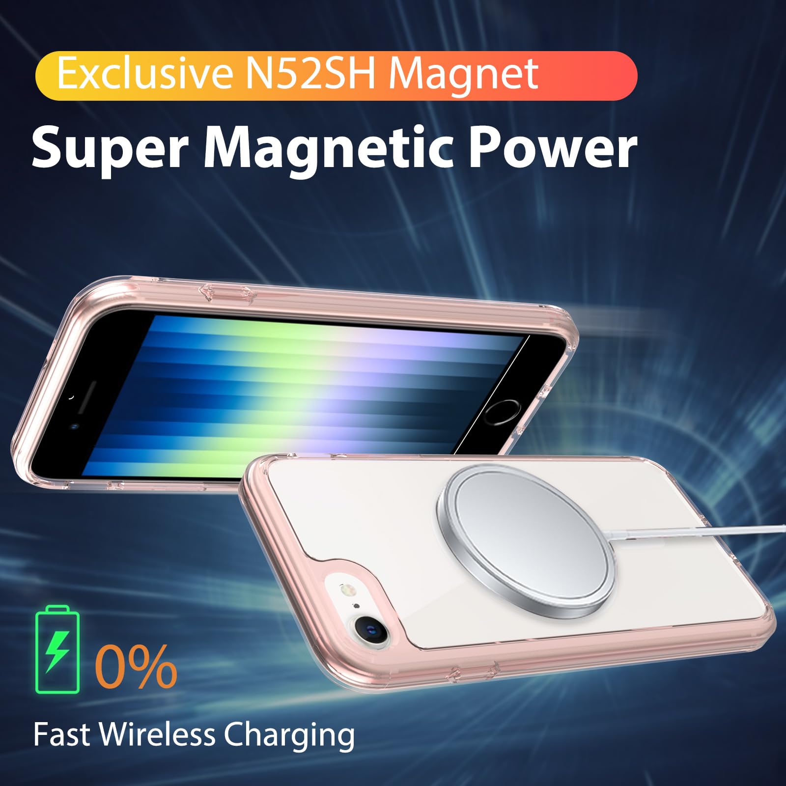 Magnetic For Iphone Se Case 2022/2020,Iphone 8/7 Case,Compatible With Magsafe,Shockproof Anti Scratch Clear Thin Slim Phone Case