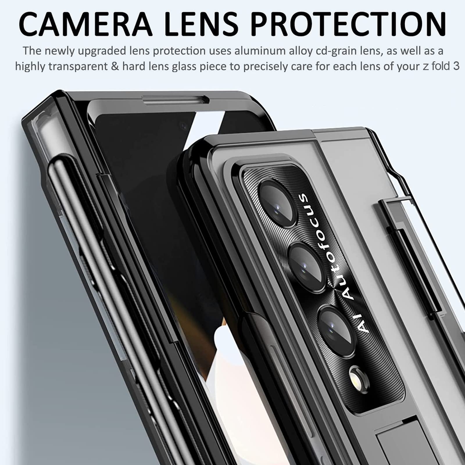 (New) Miimall For Samsung Galaxy Z Fold 3 Case With S Pen & Pen Holder, One Piece Design For Fold 3 Case With Screen Protector &