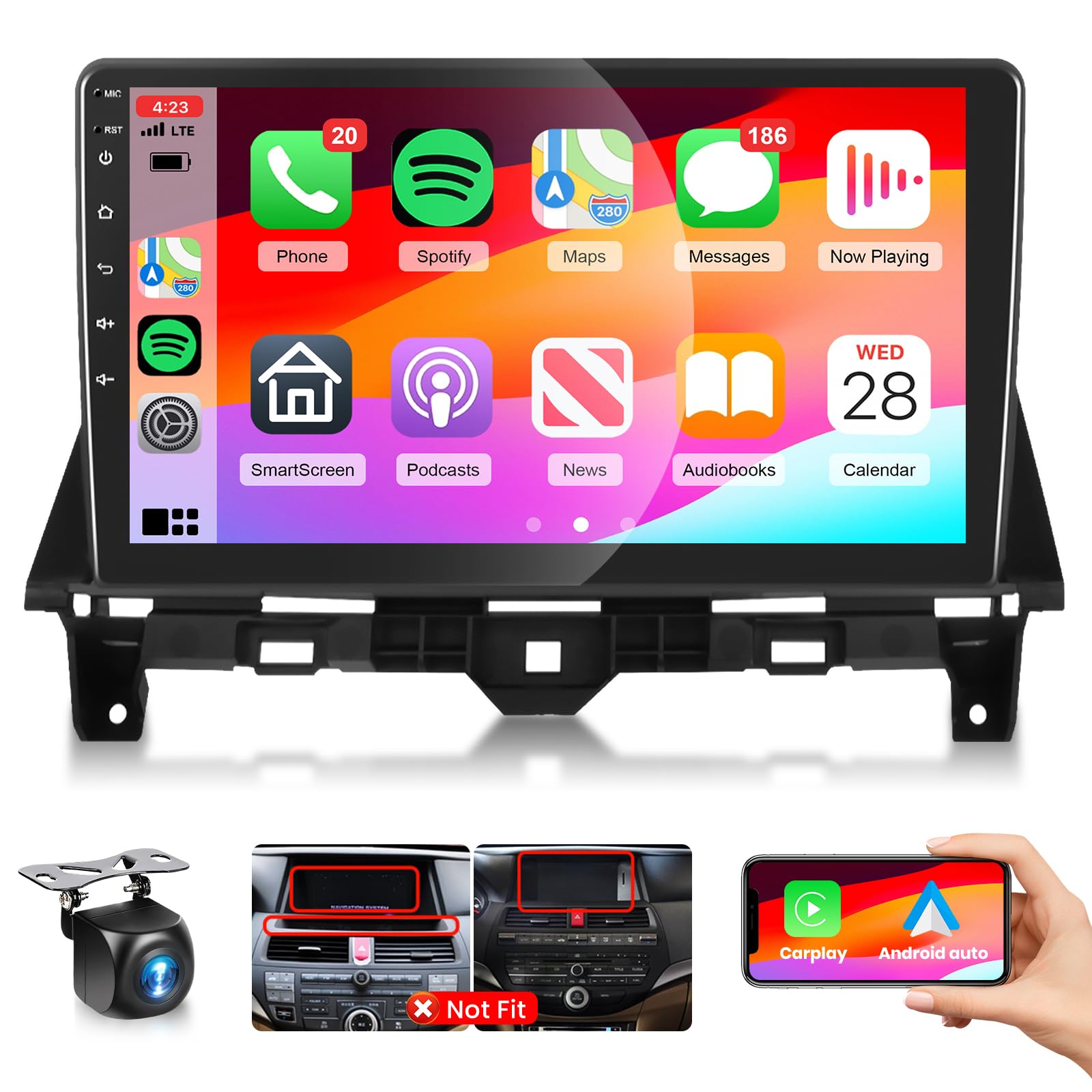 For Honda Accord 8Th 2008 2012 Android Car Radio Stereo With Wireless Carplay Android Auto Podofo 10.1 Inch Touch Screen Gps Nav