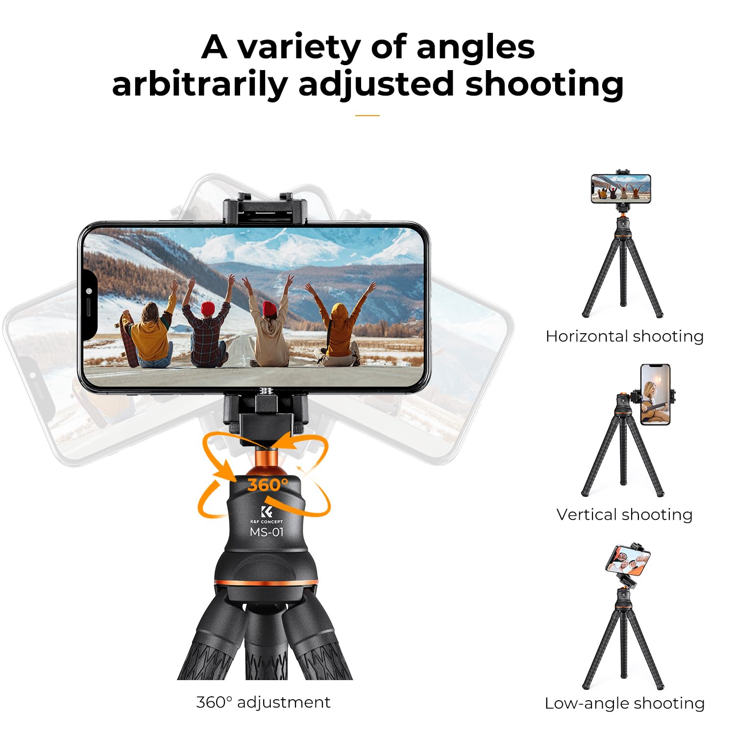 K&F Concept Mini Tripod Stand, Flexible Camera Cellphone Tripod With Bluetooth Remote, 1/4'' Screw With Phone Holder&Cold Shoe, 6.6Lbs Max Load Compatible With Smartphone/Canon Nikon Sony Camera