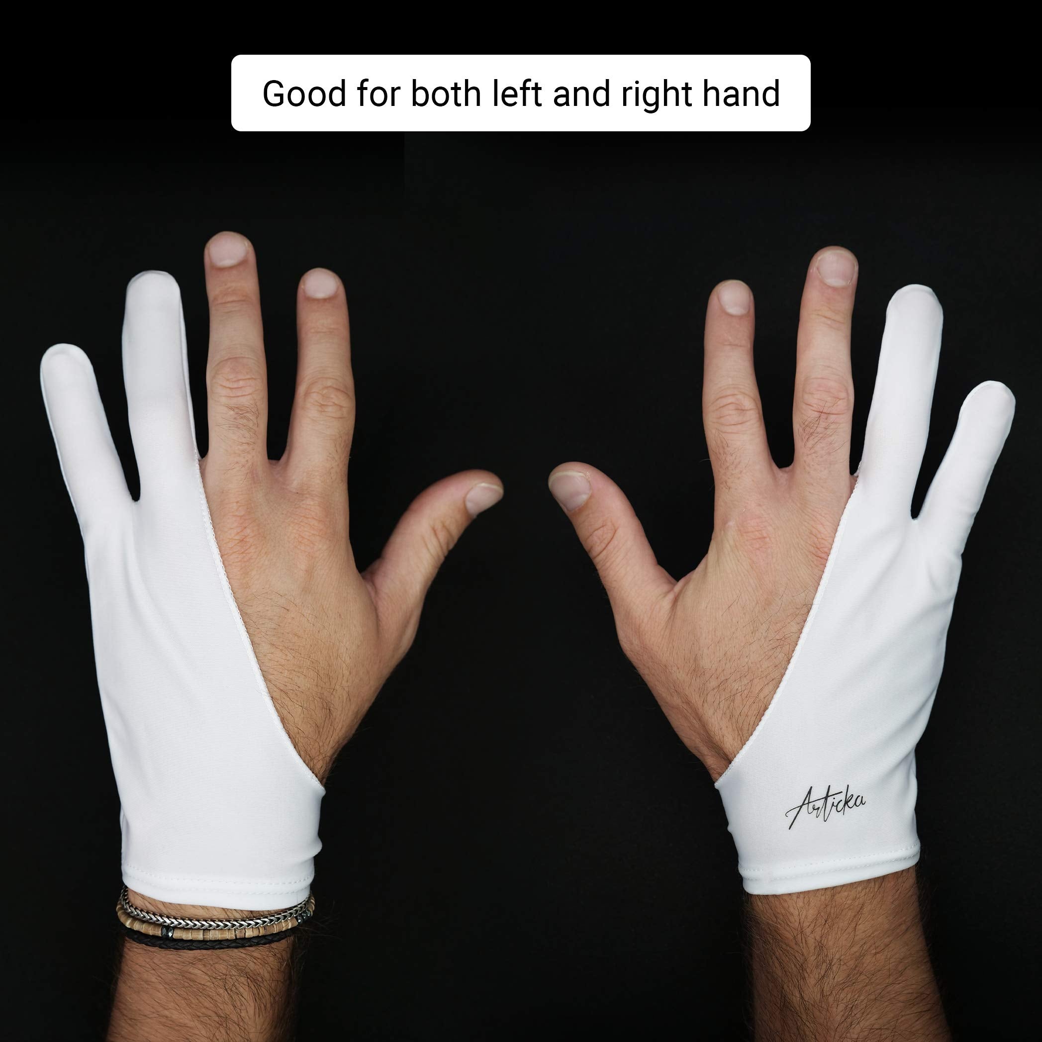 Articka Drawing Glove For Digital Drawing Tablet, Ipad (Smudge Guard, Two Finger, Reduces Friction, Elastic Lycra, Good For Righ