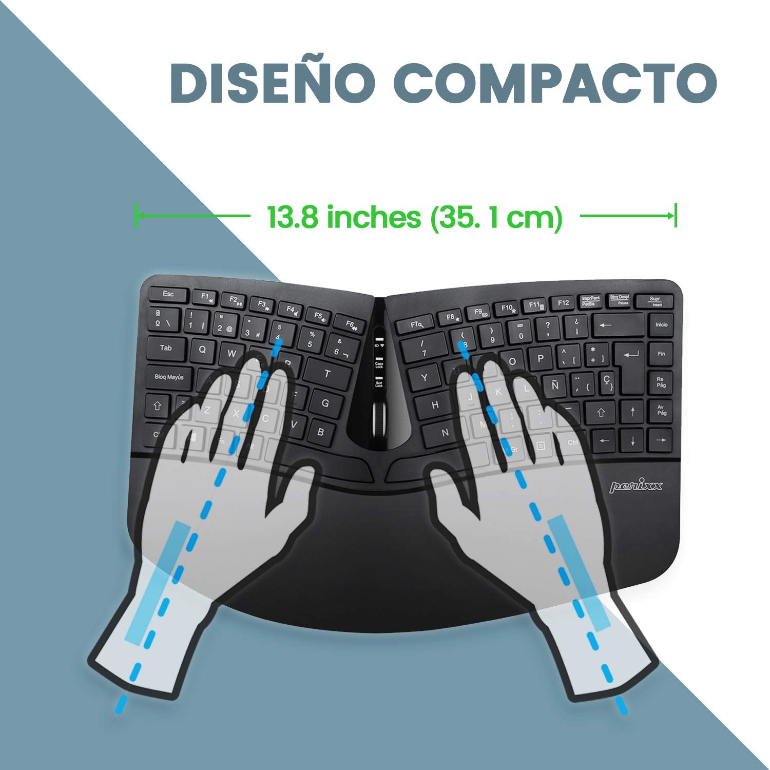 Perixx Periduo 606 Es Set De Teclado Compacto Ergon  Mico Inal  Mbrico Y Rat  N Vertical Port  Til   Con Reposa Mueca Ajustable
