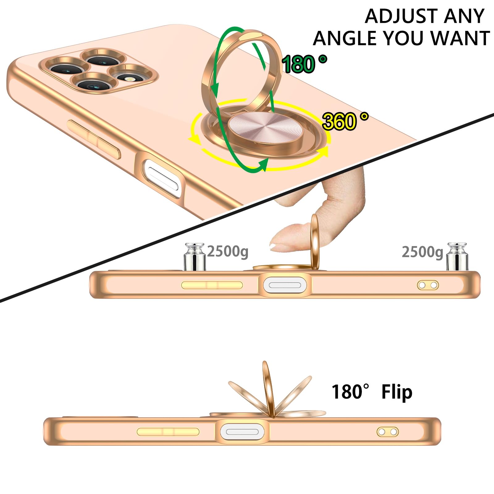 Guagua For T-Mobile Revvl 7 5G Case With 360 Ring Holder Kickstand Magnetic Car Mount Supported Slim Soft Tpu Shockproof Protect