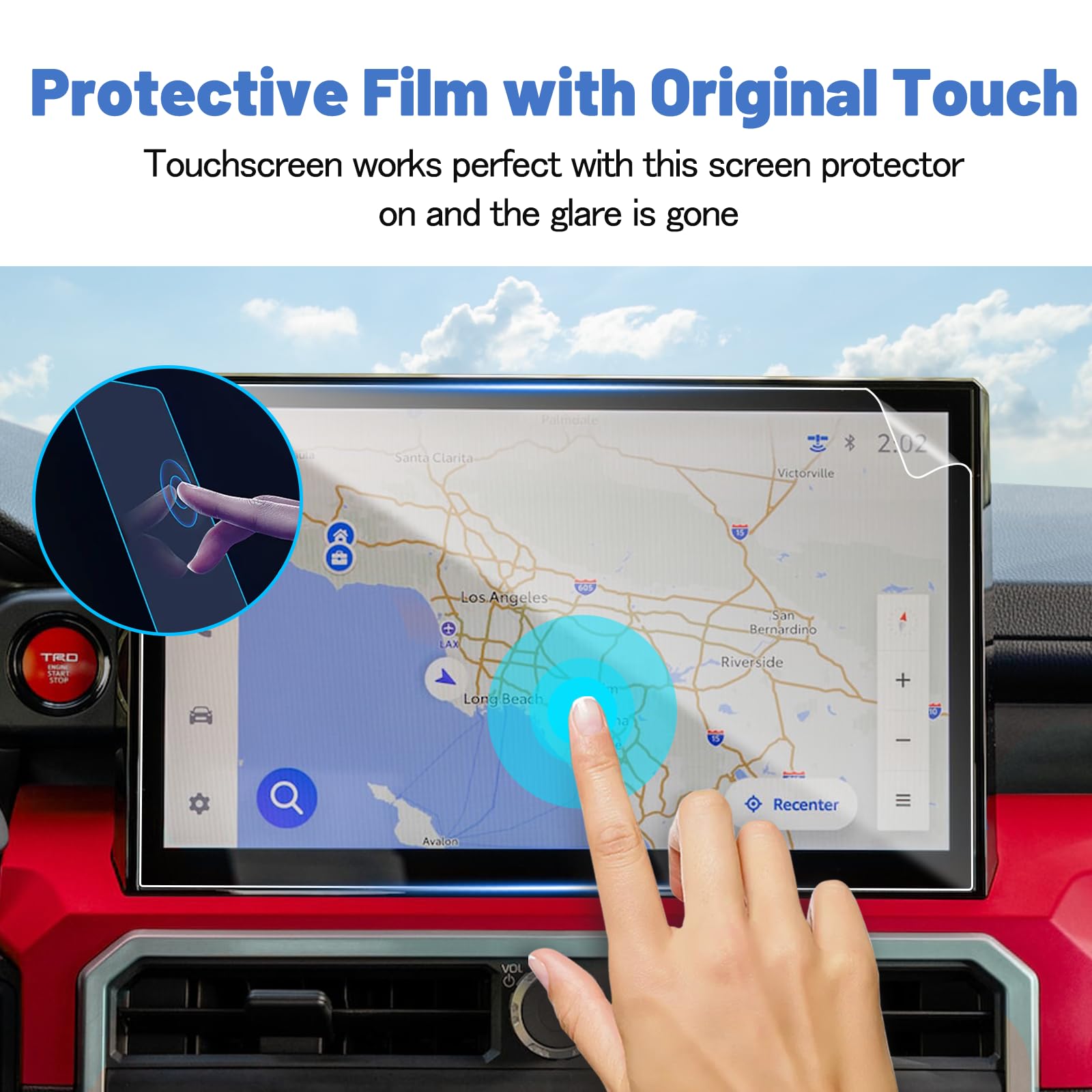 Shaohao 2Pcs For 2024 2025 Toyota Tacoma Screen Protector 14 Inch Comaptible With 2024 2025 Toyota Tacoma Accessories Limited/Trd Pro/Trailhunter Radio Touchscreen Hd Anti Reflection Screen Protector