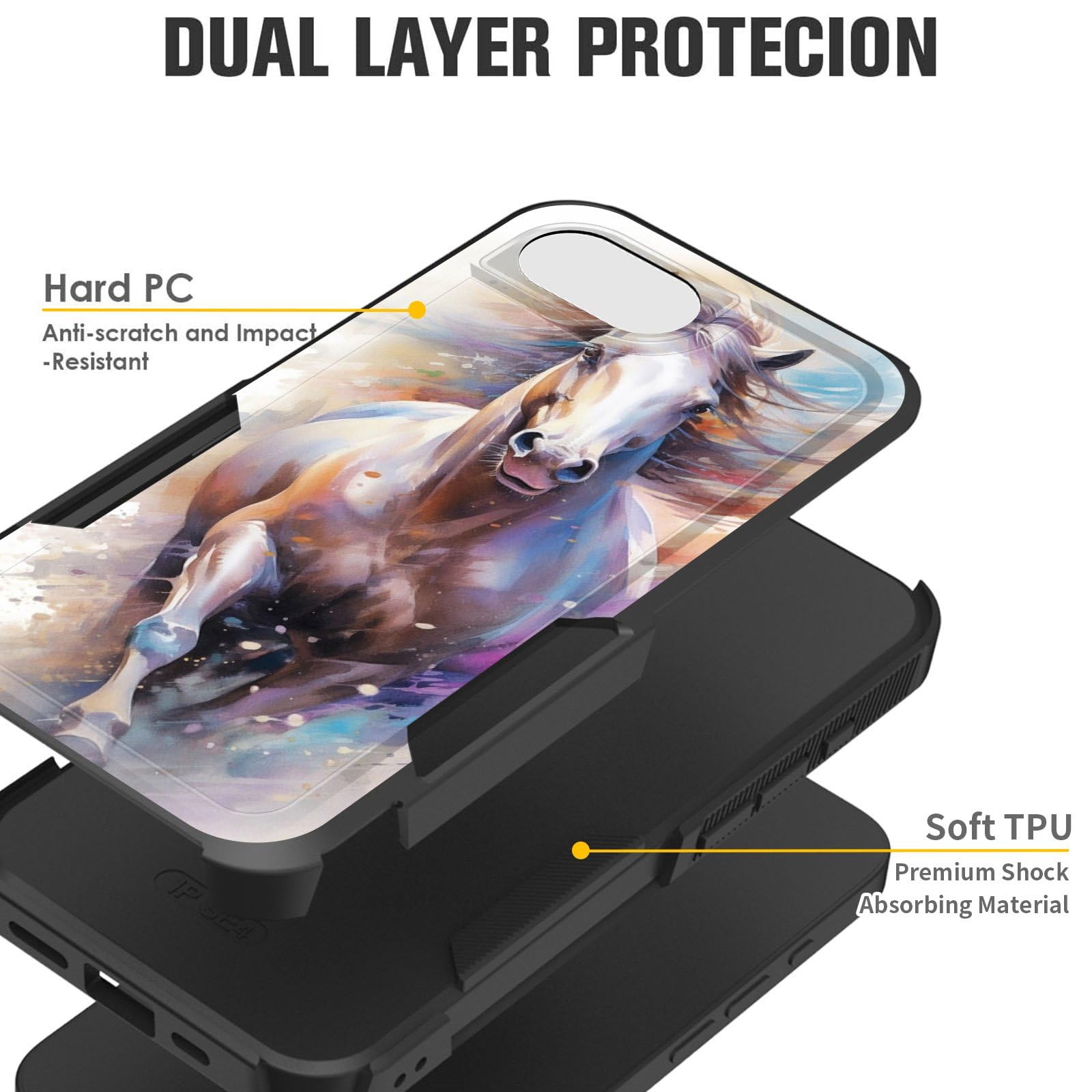 Cicplkse For Iphone 16E Case,Dual Layer Heavy Duty Hybrid Shockproof Hard Pc Soft Silicone Tpu Bumper Protective Cover Case For