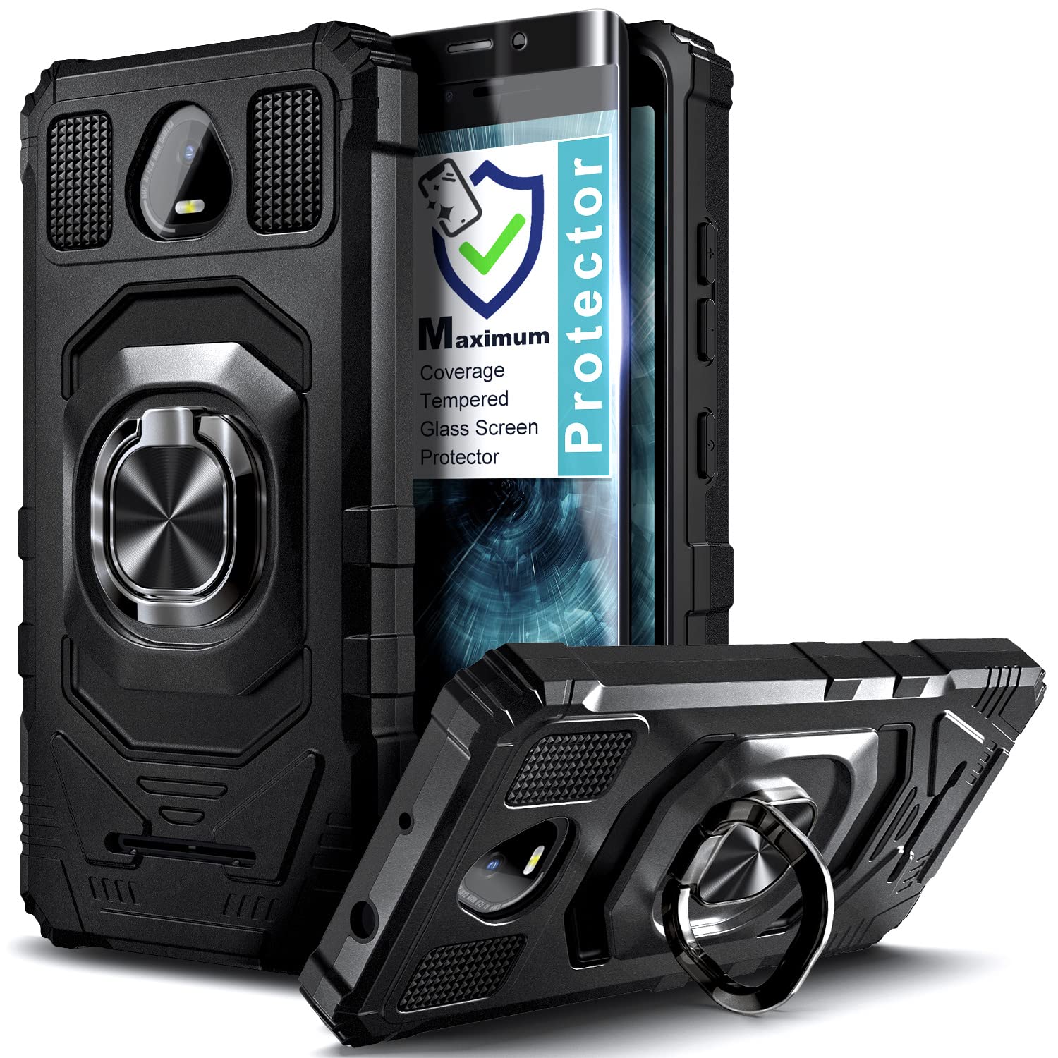 Wdhd Case For Schok Volt Sv55 With Tempered Glass Screen Protector (Maximum Coverage), Full Body Protective [Military Grade], Ma