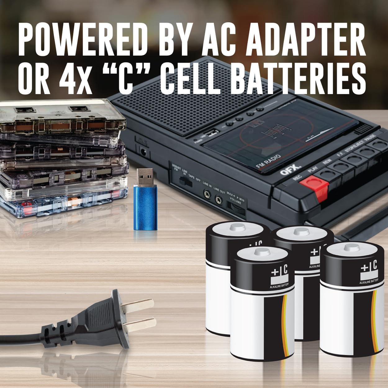 Qfx Retro 39 Shoebox Tape Recorder With Usb Player, Black