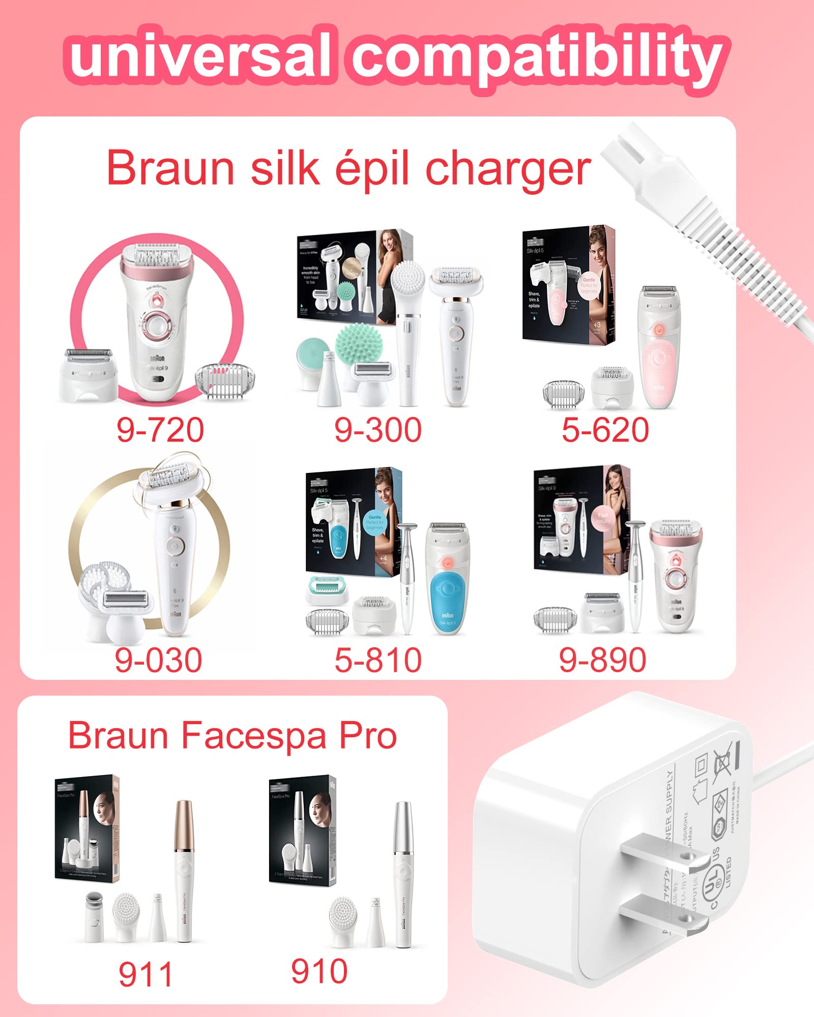 Adricy For Braun Silk Epil 9 Charger Compatible With Braun Epilator Silk   Pil 9 7 5 9 720 9 300 9 890 9 030 9 880 5 810 5 620 A