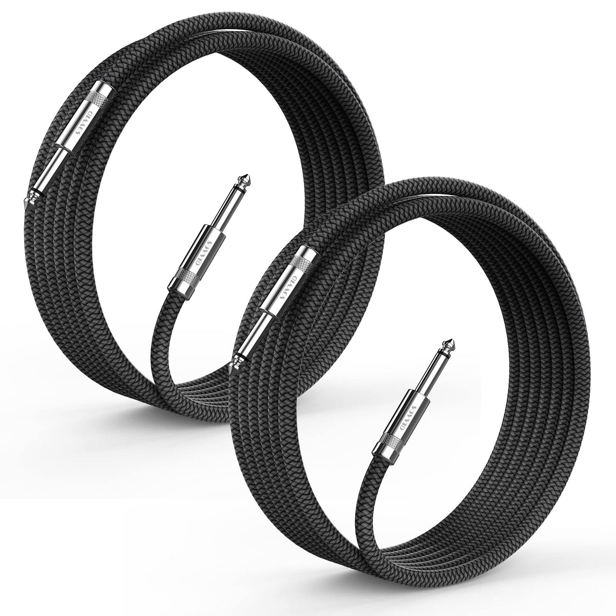 Sovvid 2 Pack Guitar Cable 10Ft   Instrument Cable Quarter Inch Cable Electric Guitar Cord 1/4 Guitar Cables Guitar Amp Cord For