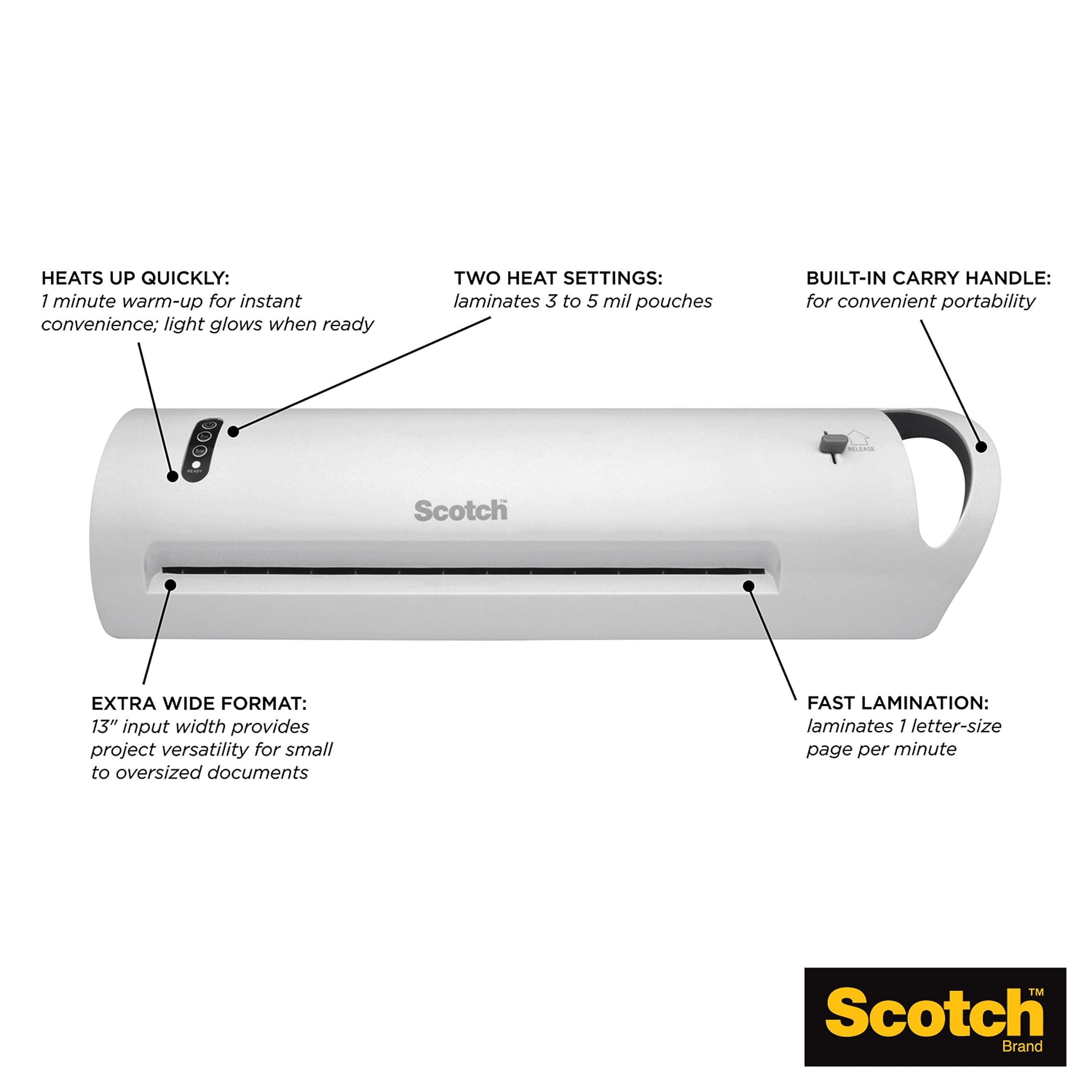 Scotch Thermal Laminator With 20 Letter Size Pouches, Ideal For Teachers, Small Offices, Or Home (Tl1302Xvp)