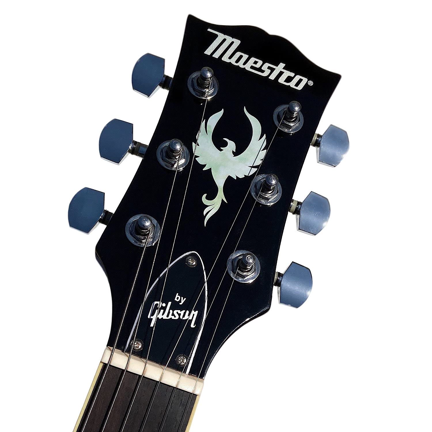 Inlay Sticker For Guitar Headstock   Phoenix Bird   White Pearl