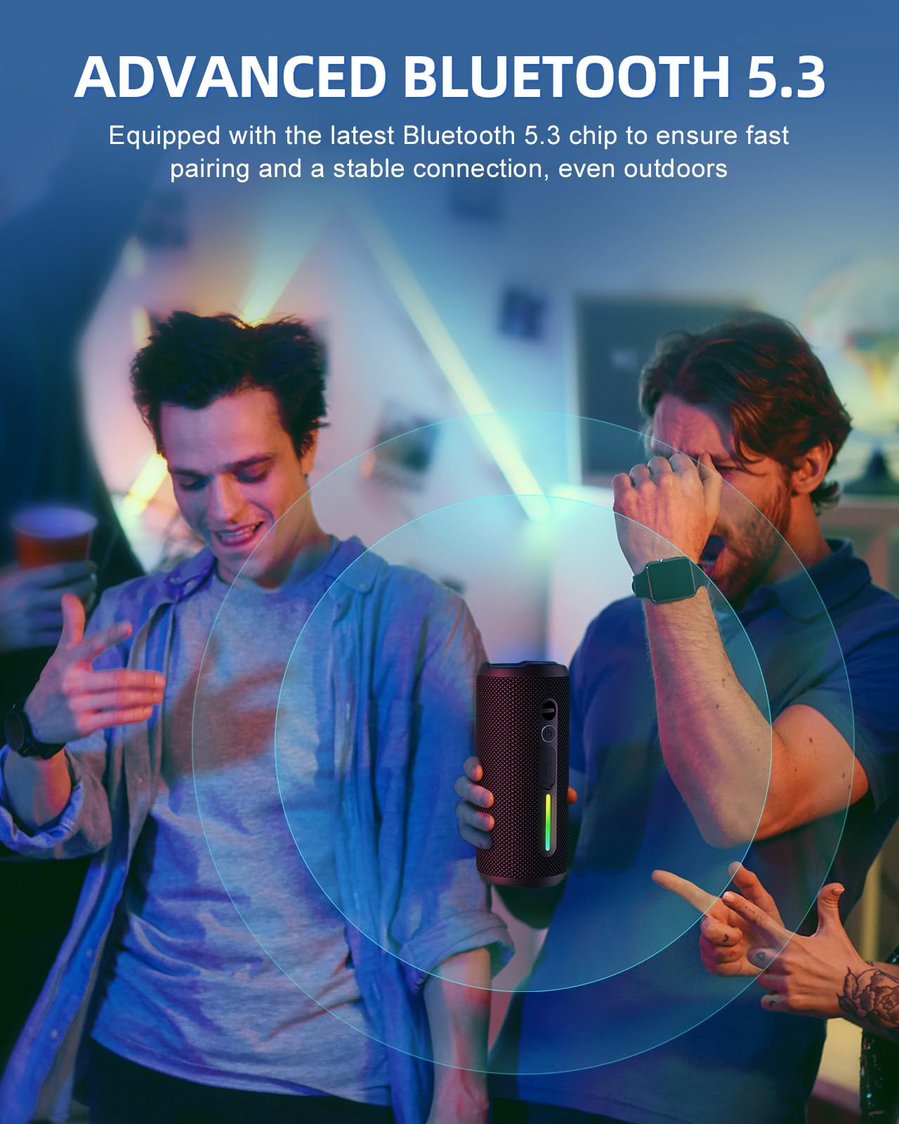 Portable Bluetooth Speaker, Wireless Speaker With 24W Loud Stereo Sound, Active Extra Bass, Ipx7 Waterproof, Bt5.3, Rgb Lights,