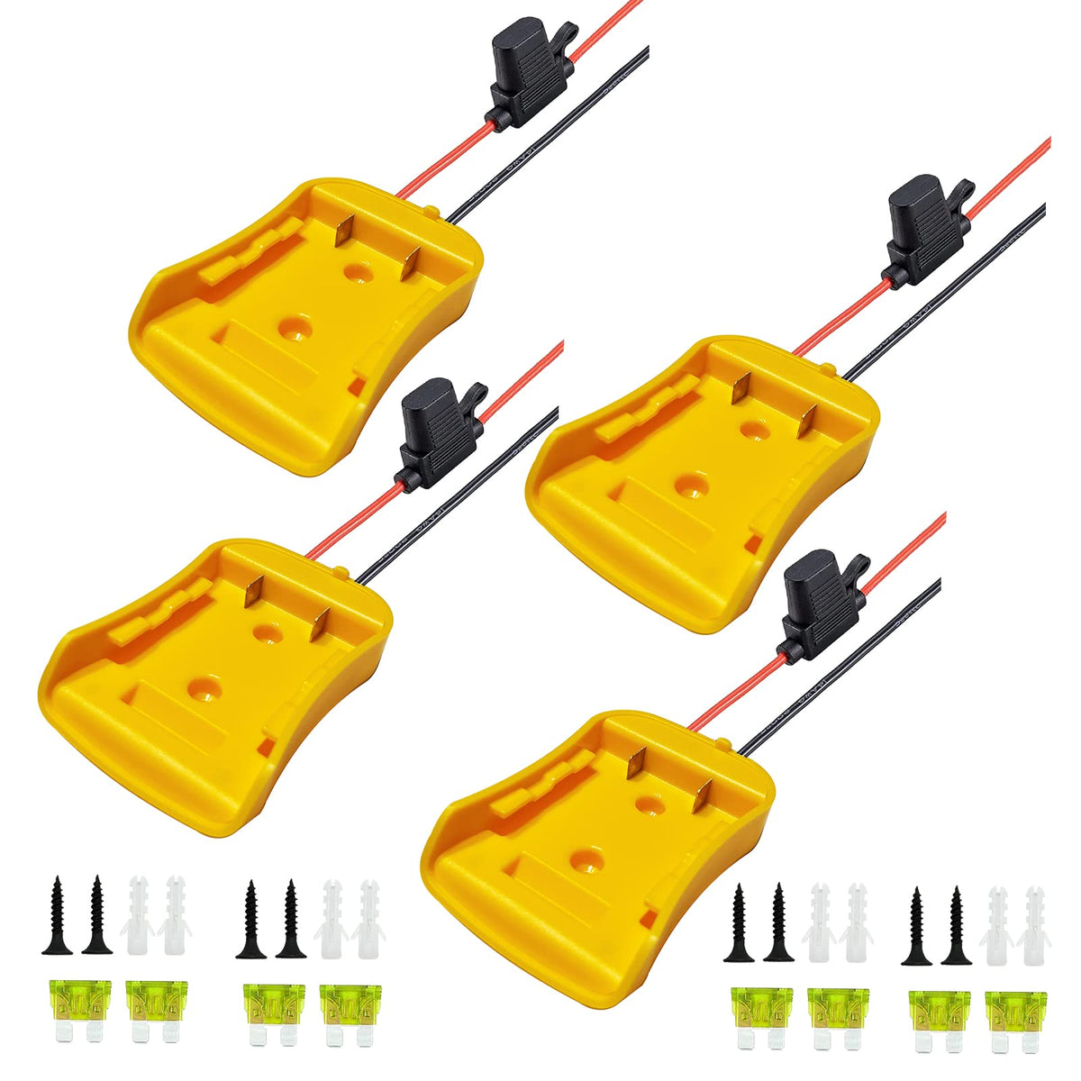 Ytzxing 4 Packs Power Wheel Adapter For Dewalt 20V/18V Battery With Fuse Power Source Mount Dock Power Connector With 12 Gauge W