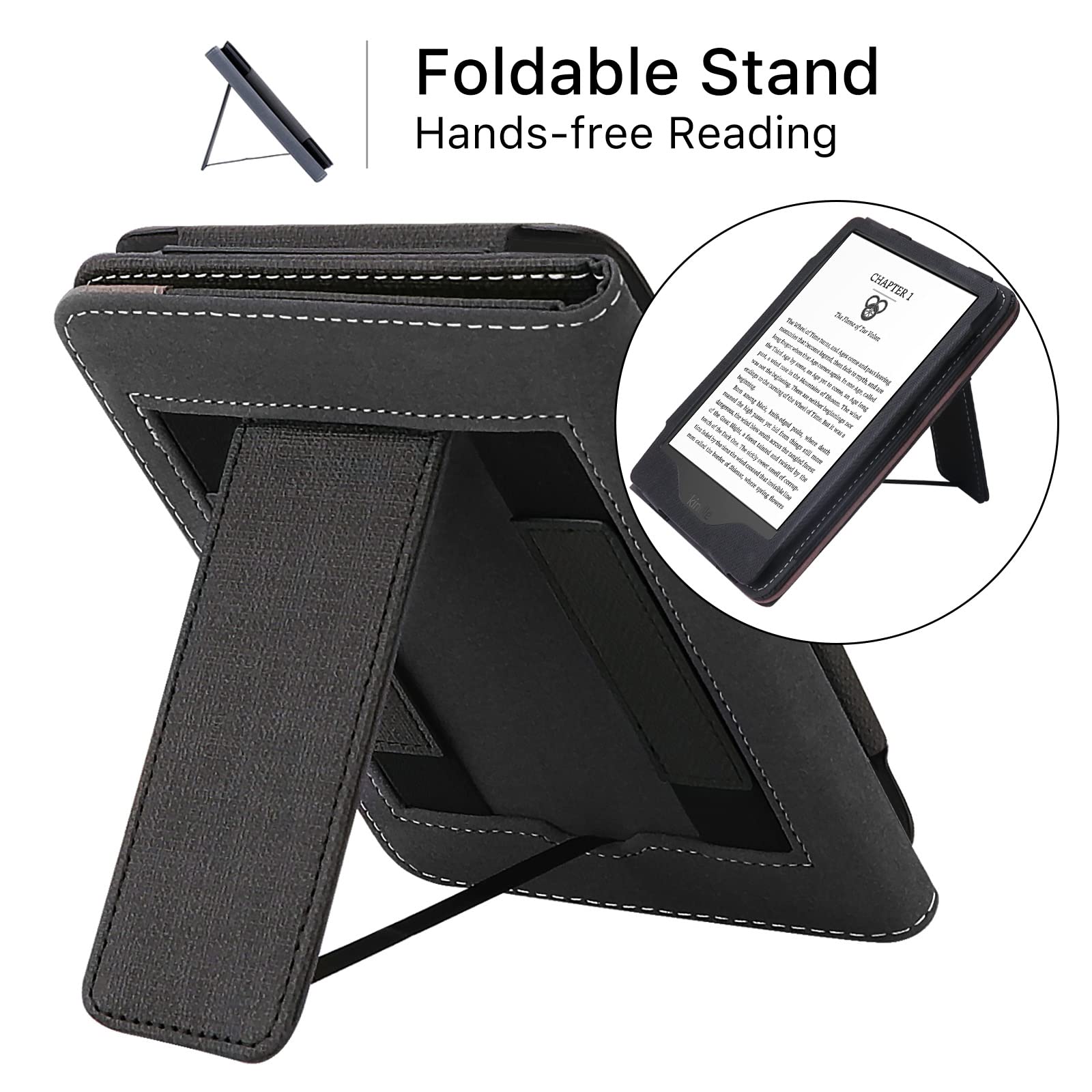 Walnew Stand Case For 6    All New Kindle (2022 Release), Multi Viewing Stand Cover Flip Case With Two Hand Straps And Auto Slee