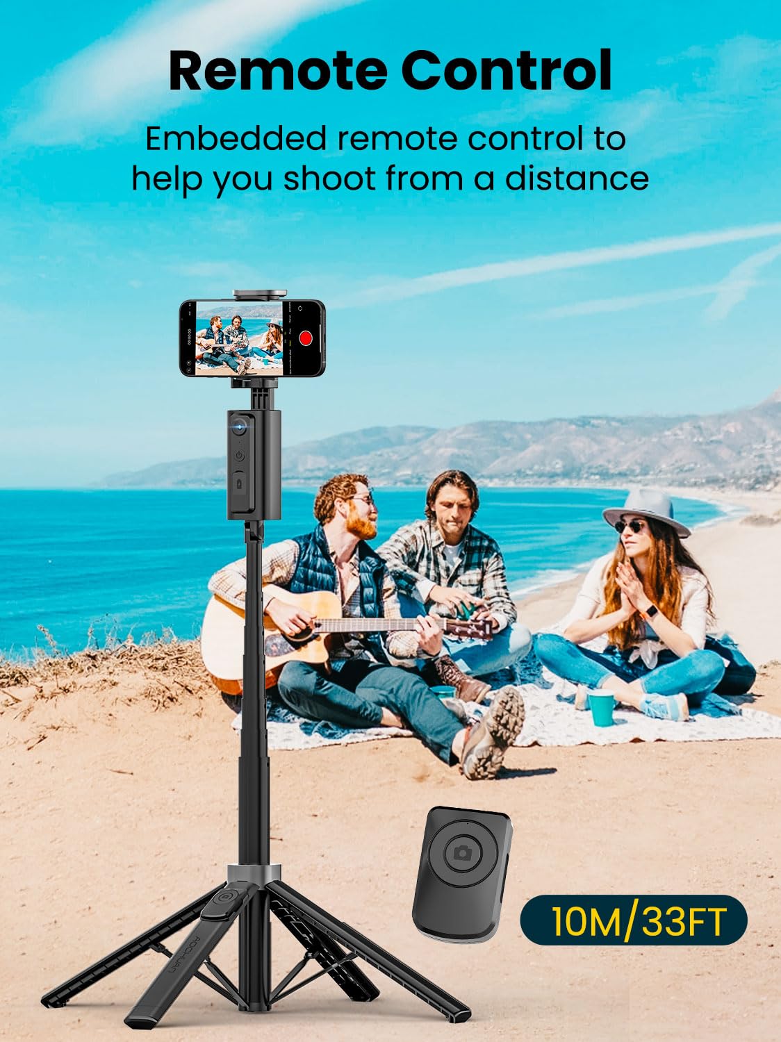 Aochuan Face Tracking Tripod For Iphone,57 Expandable Selfie Stick For Iphone,Phone Tripod For Android With Remote, No App,Ges