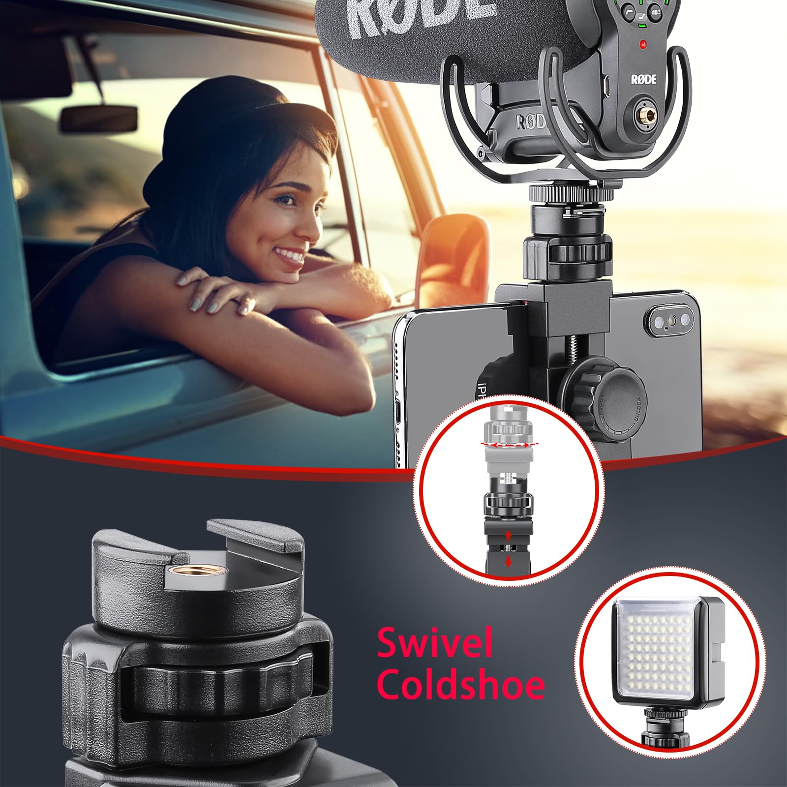 Zeadio Smartphone Stabilizer, Vlogging Hand Grip Video Holder Rig Handle Travel Selfie Stick With Clamp Mount And Wireless Remot