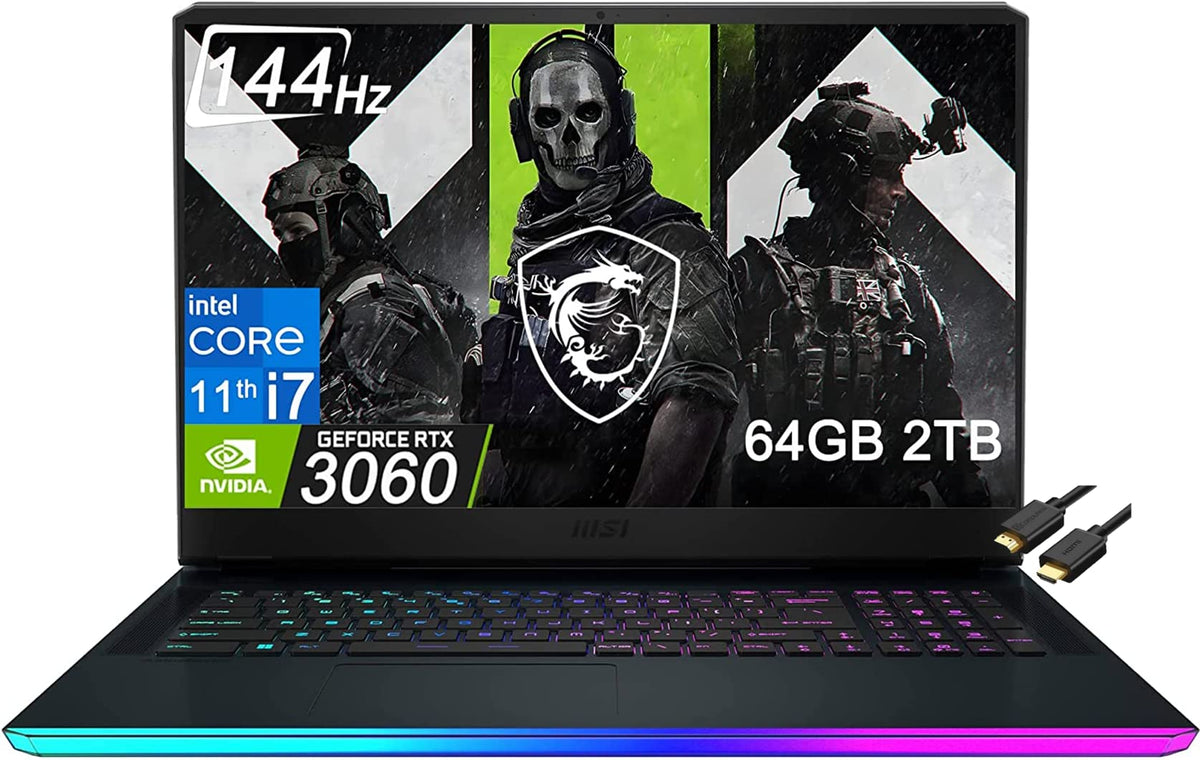 2022 Msi Ge76 Raider 17.3'''' 144Hz (Intel 8 Core I7 11800H, 64Gb Ram, 2Tb Pcie Ssd, Rtx 3060), Fhd Gaming Laptop, Thunderbolt 4