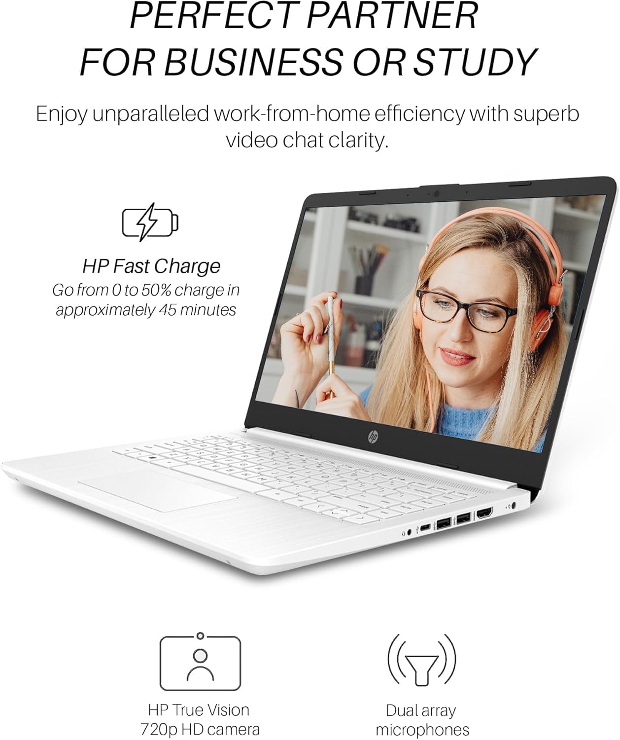 Hp 14 Inch Laptop Student Business, Intel Celeron N4120, 16Gb Ram, 320Gb Storage(64Gb Emmc+256Gb Msd), 1-Year Office 365, Intel