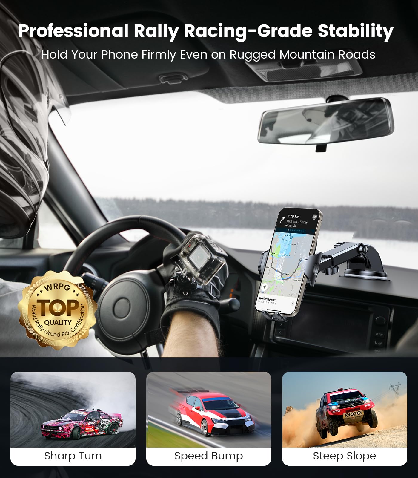 Vicseed [No.1 Powerful Suction] [Rally Racing Grade Stability] Phone Holders For Your Car 2024 Upgraded Car Phone Holder Mount T