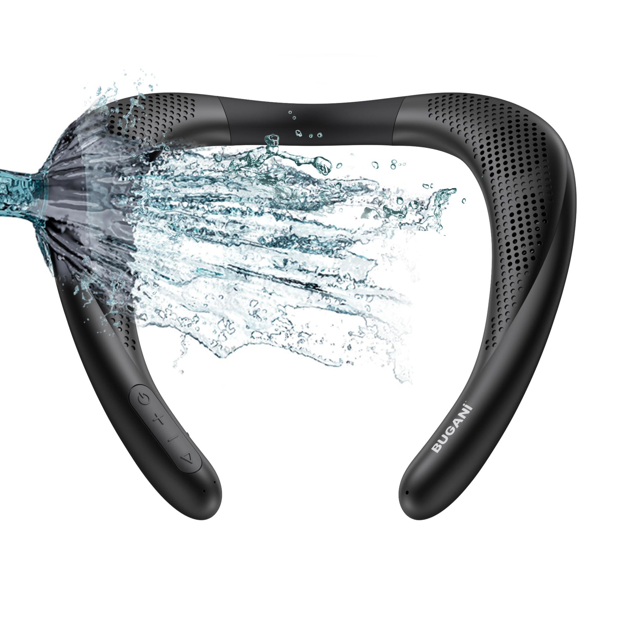 Neckband Speaker, Bugani Wireless Neck Bluetooth Speaker True 3D Stereo Sound, Lightweight Personal Body Sport Speakers With 24H