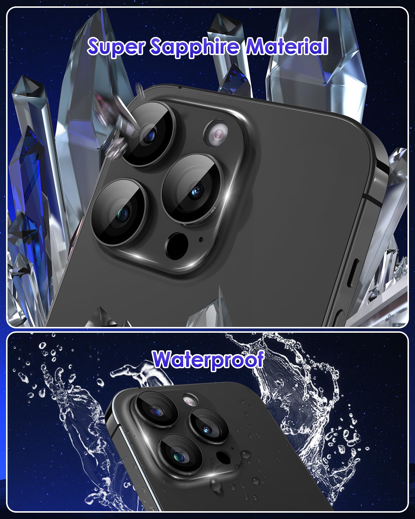 Kanosan For Iphone 15 Pro/Iphone 15 Pro Max Camera Lens Protector [Full Coverage Metal] 9H Tempered Glass Screen Case Friendly C