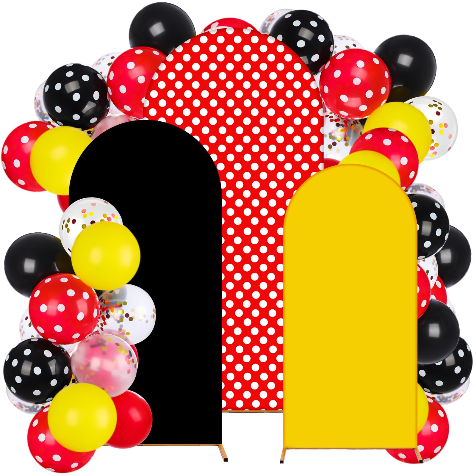 Foilswirl 34 Pieces Cartoon Mouse Birthday Party Decorations 4ft 5ft 6ft Arch Covers 3 Pcs Cartoon Mouse Theme Spandex Arch Back