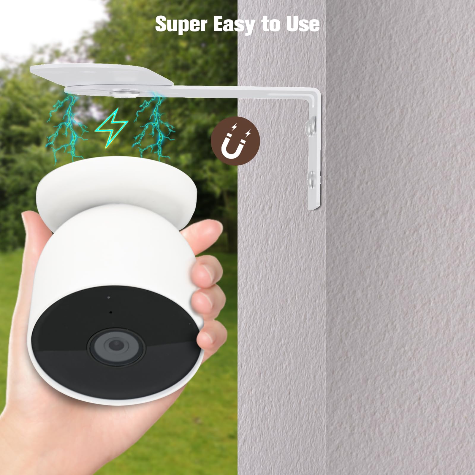 CaGuan 2-Pack Metal Corner Wall Mount for Google Nest Cam Outdoor Indoor Battery Wired 2nd Gen 300° Adjustable White