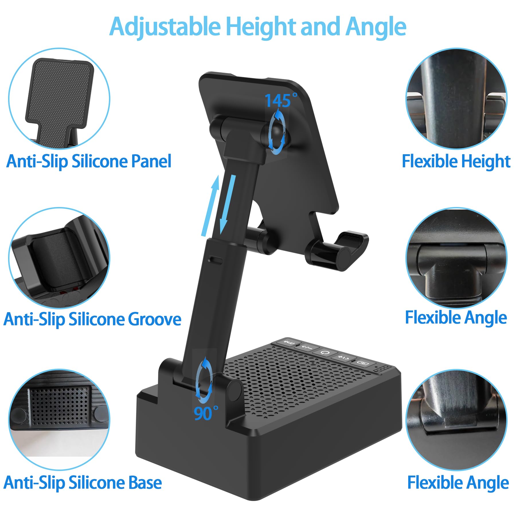 Gifts For Men Him Dad Women, Cell Phone Stand With Wireless Bluetooth Speaker And Anti-Slip Base Hd Surround Sound Perfect For K