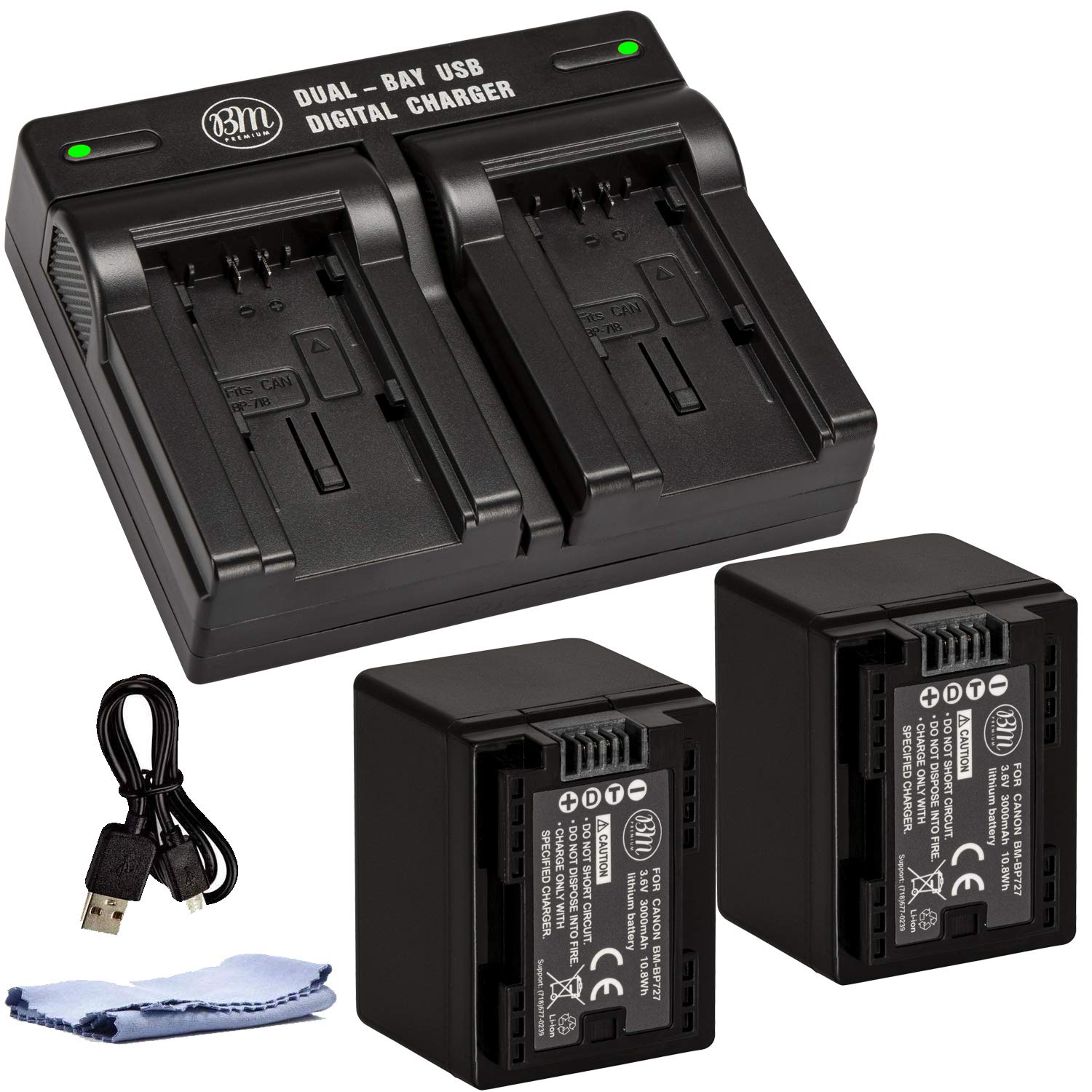 Bm Premium 2 Bp 727 Batteries And Dual Charger For Canon Vixia Hfr80 Hfr82 Hfr800, Hfr70, Hfr72, Hfr700, Hfr32, Hfr300, Hfr40, H
